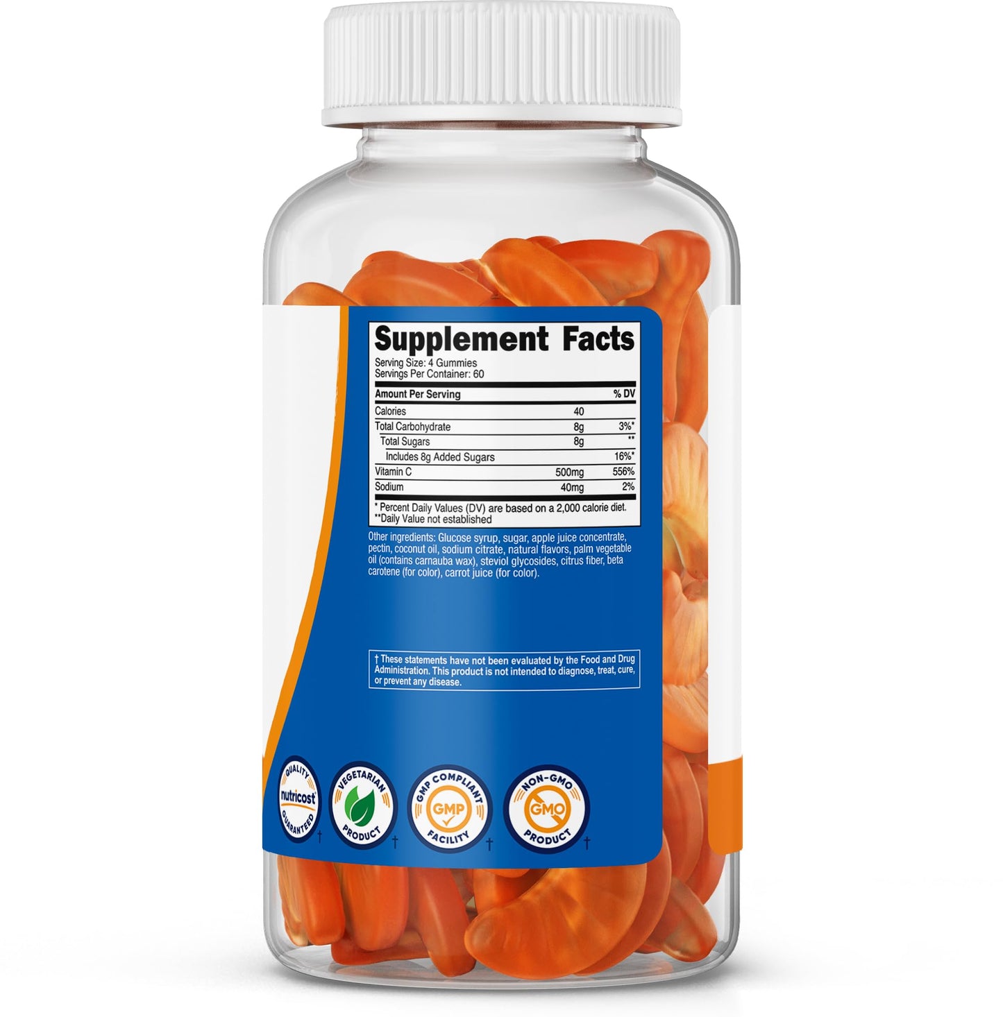 Nutricost Vitamin C Gummies (500mg) โ 556% DV, 60 Servings, Vegan & Gluten-Free