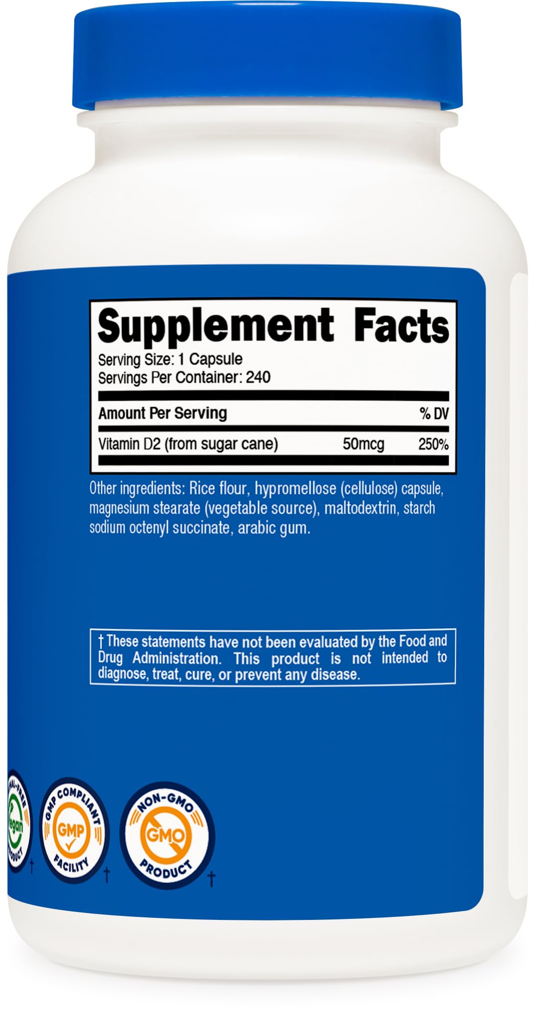 Nutricost Vitamin D2 Supplement 2000 IU โ 240 Capsules | Vegan, Non-GMO, Gluten-Free, Third-Party Tested