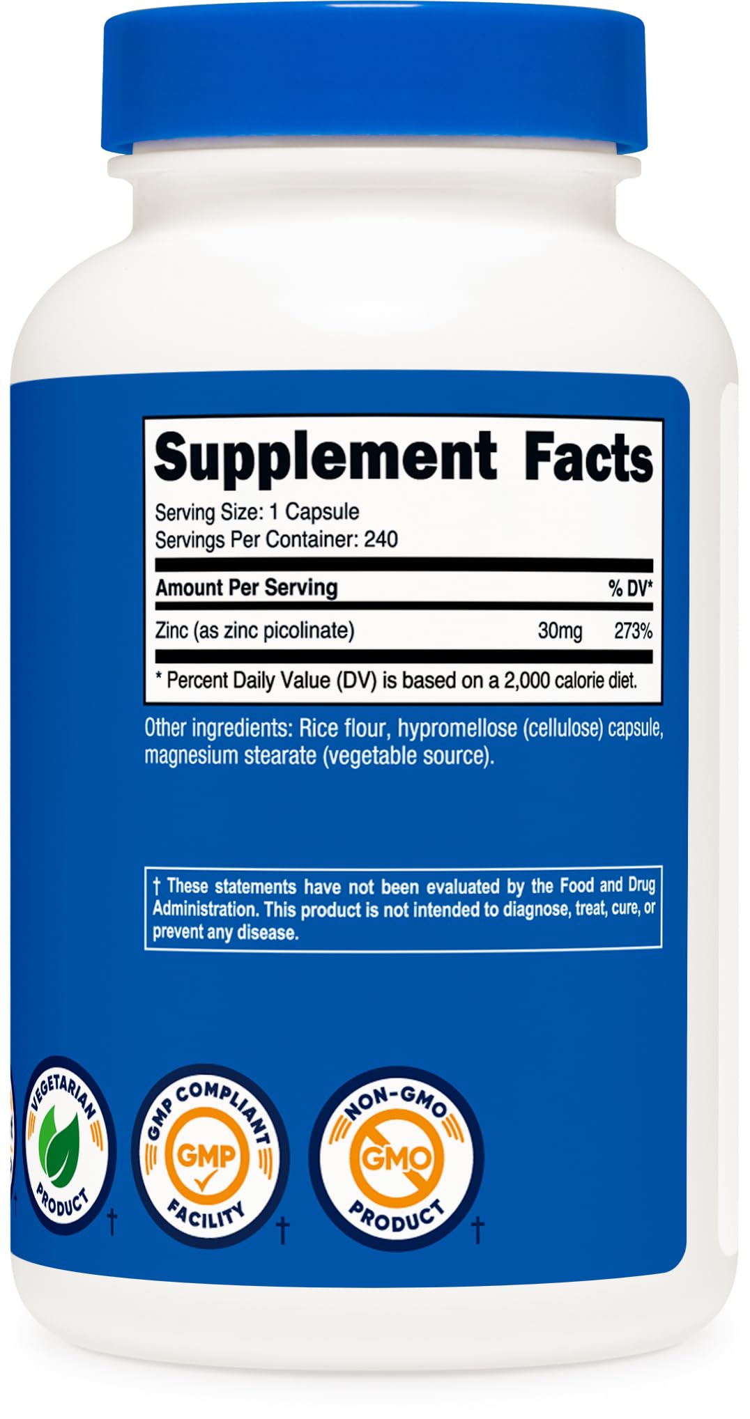 Nutricost Zinc Picolinate 30mg โ 240 Capsules | Gluten Free & Non-GMO