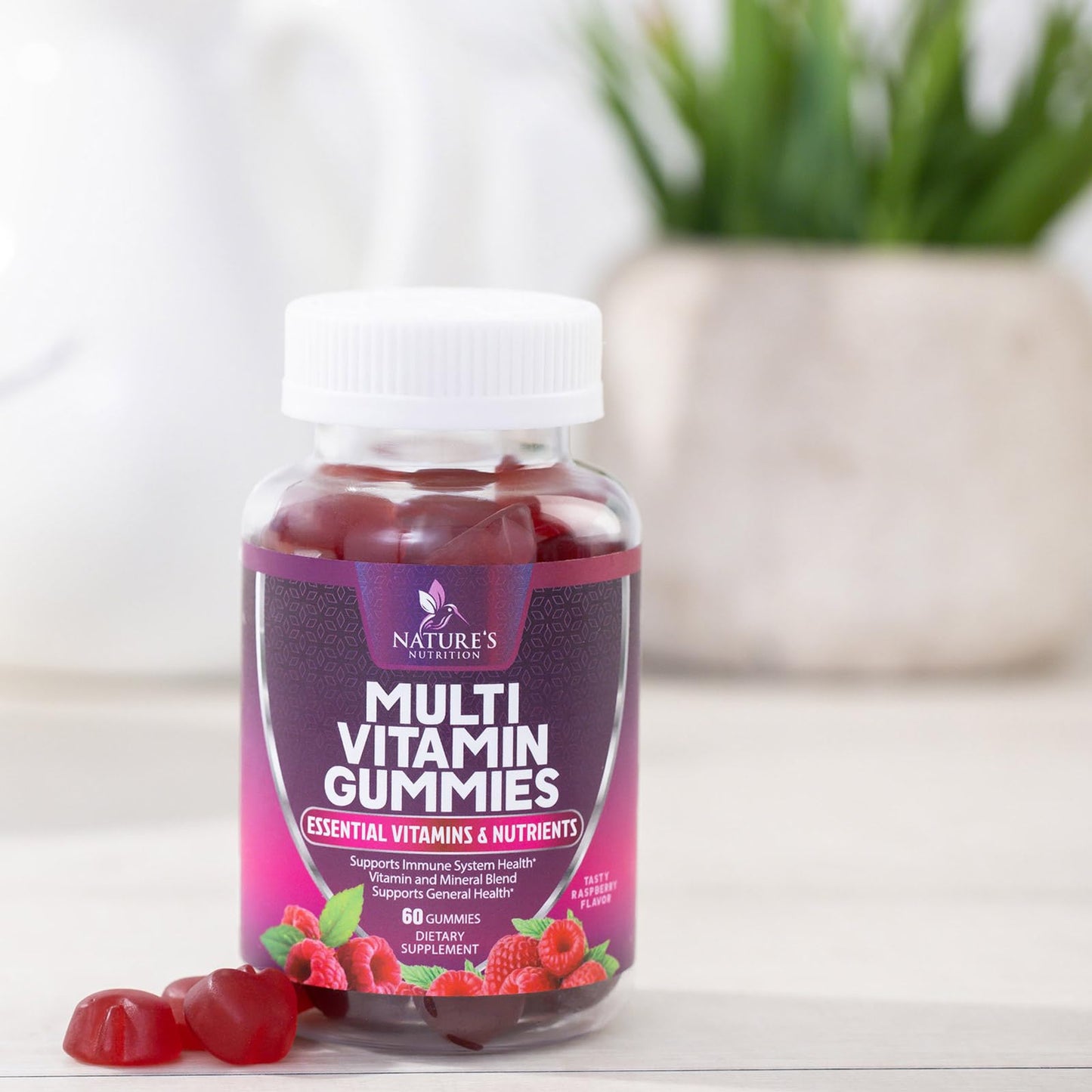 Multivitamin Gummies for Adults โ Vitamins A, C, D & B12 | For Women & Men | Nature's Multi VIT Vitamin (60 Gummies)