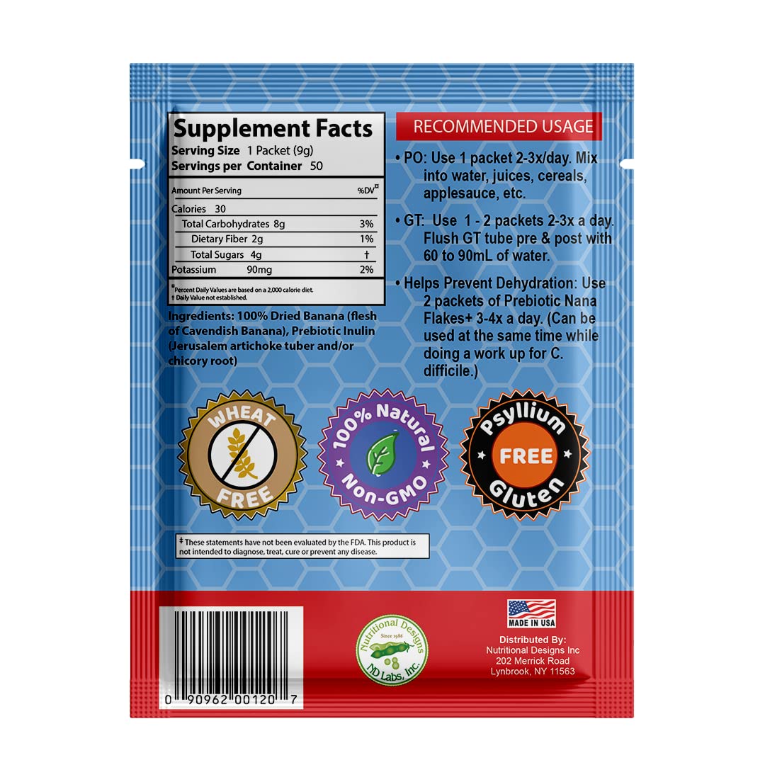 Nutritional Designs Nana Flakes with Inulin β 100% Banana, Prebiotic Fiber, Digestive Wellness