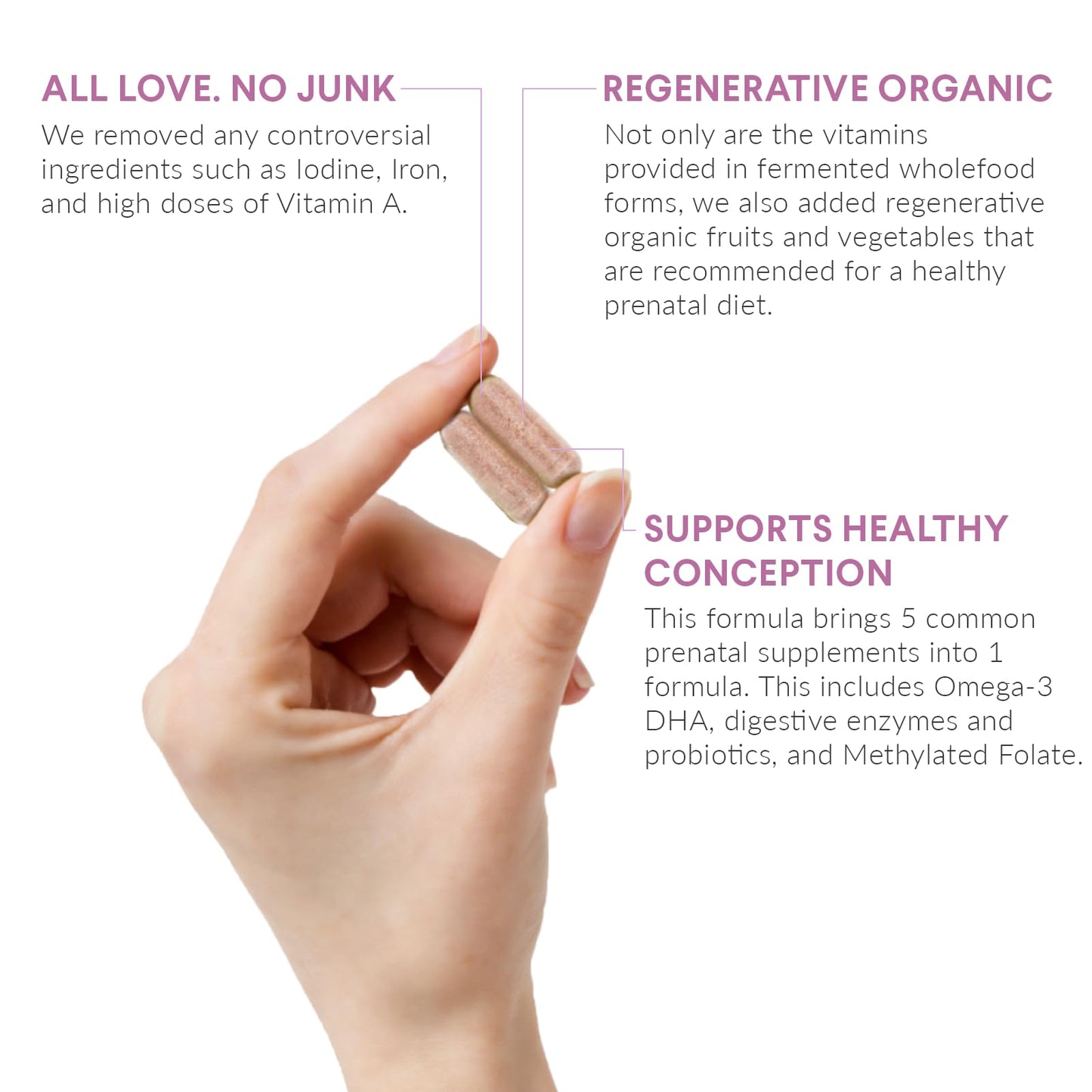 Nutritional Roots Prenatal Vitamins with DHA โ Whole-Food, Probiotics, Regenerative Organic | 30 Servings