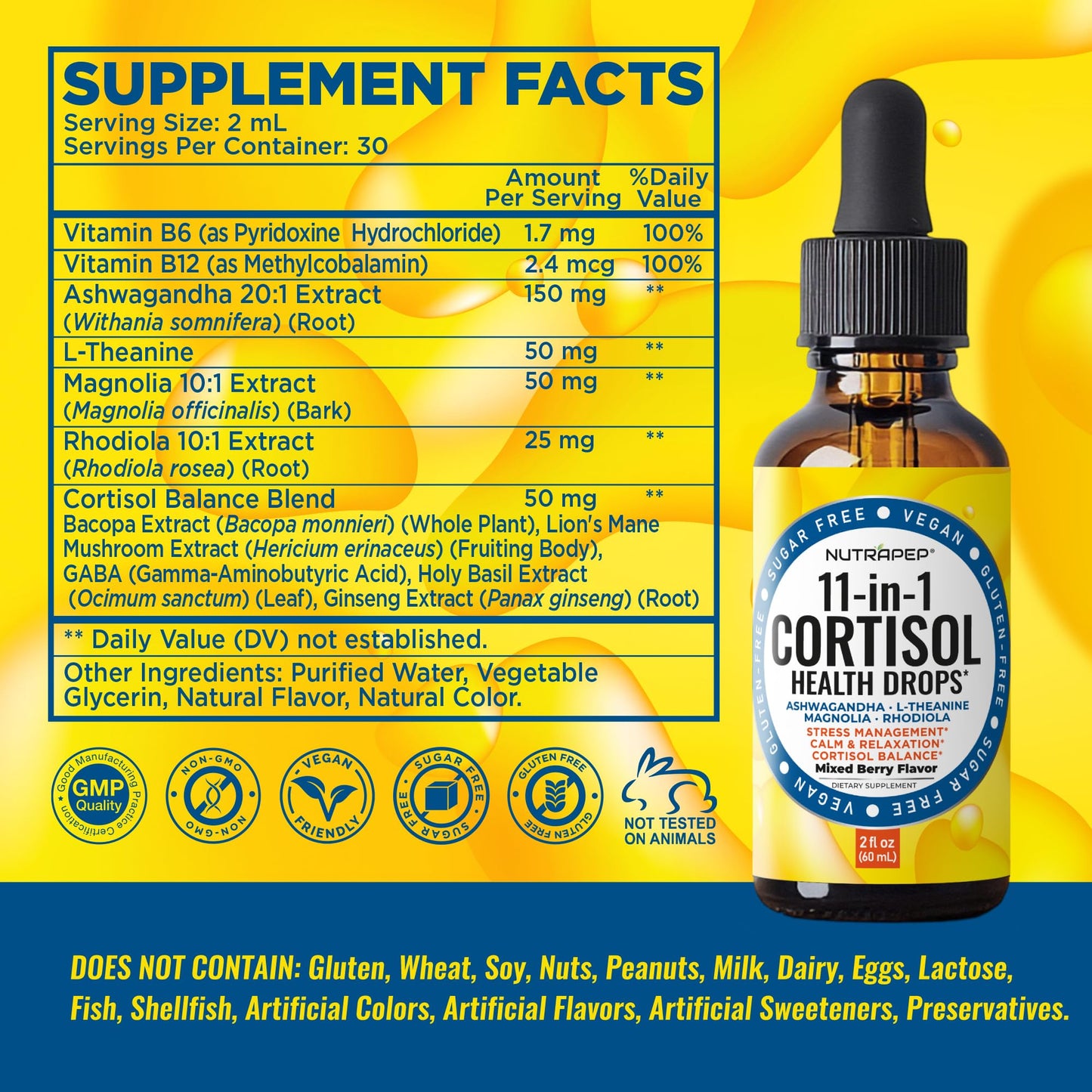 NutraPep Cortisol Detox Liquid Drops β Cortisol Reducer for Stress, Sleep & Mood