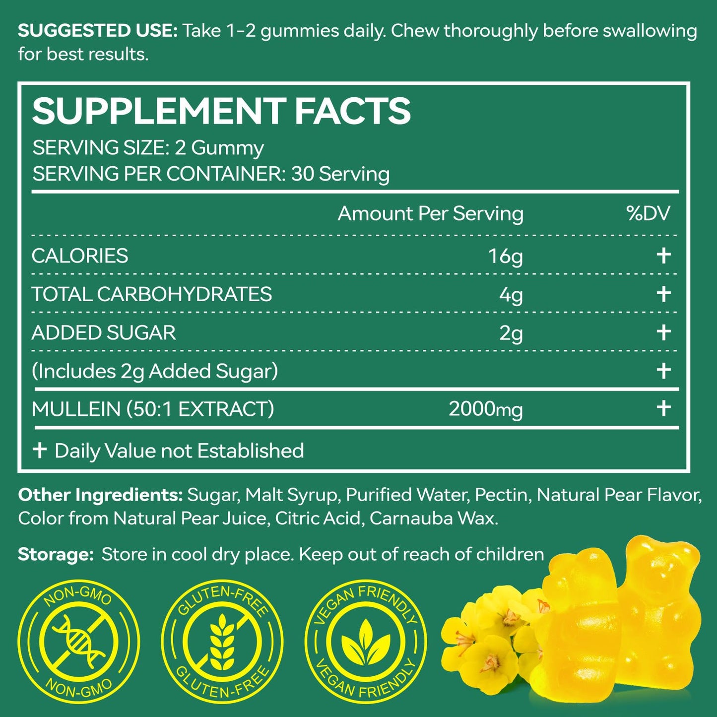 Nyloriaine Mullein Gummies for Lungs โ Mullein Extract & Immune Support