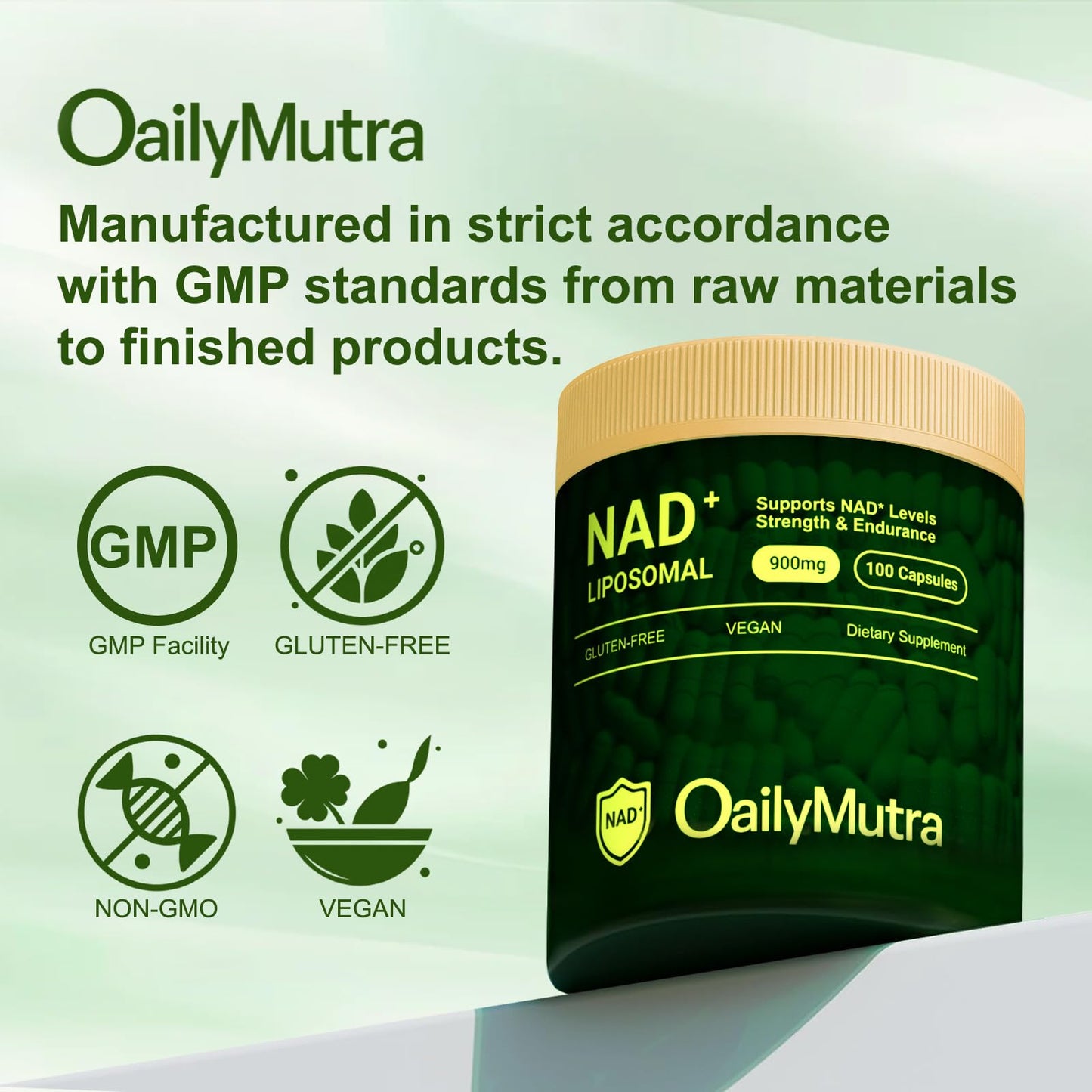 OailyMutra NAD+ Supplement โ 900mg NR & Resveratrol | Vegan, Gluten-Free