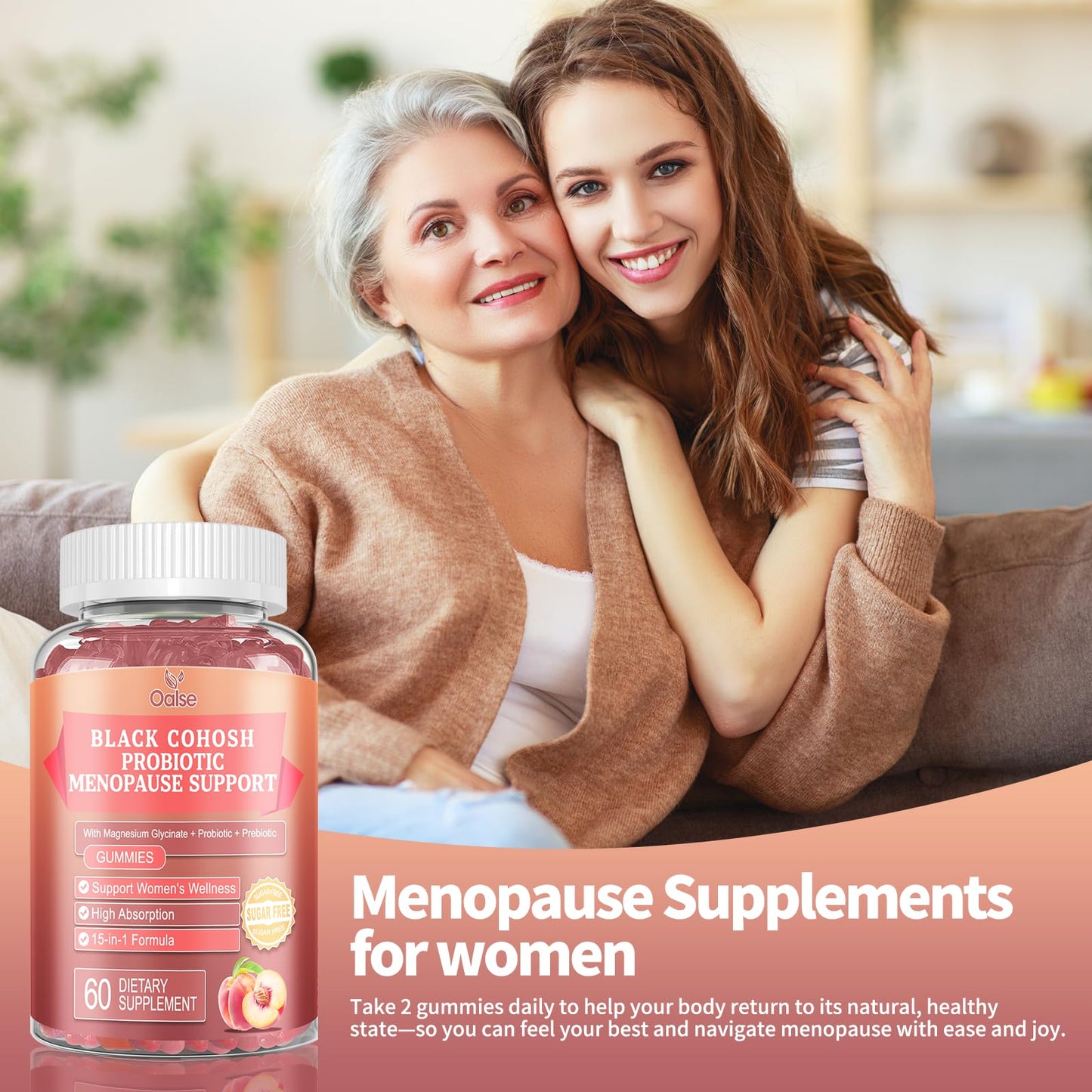 OALSE Menopause Gummies for Women โ Peach Flavor, 60 Count