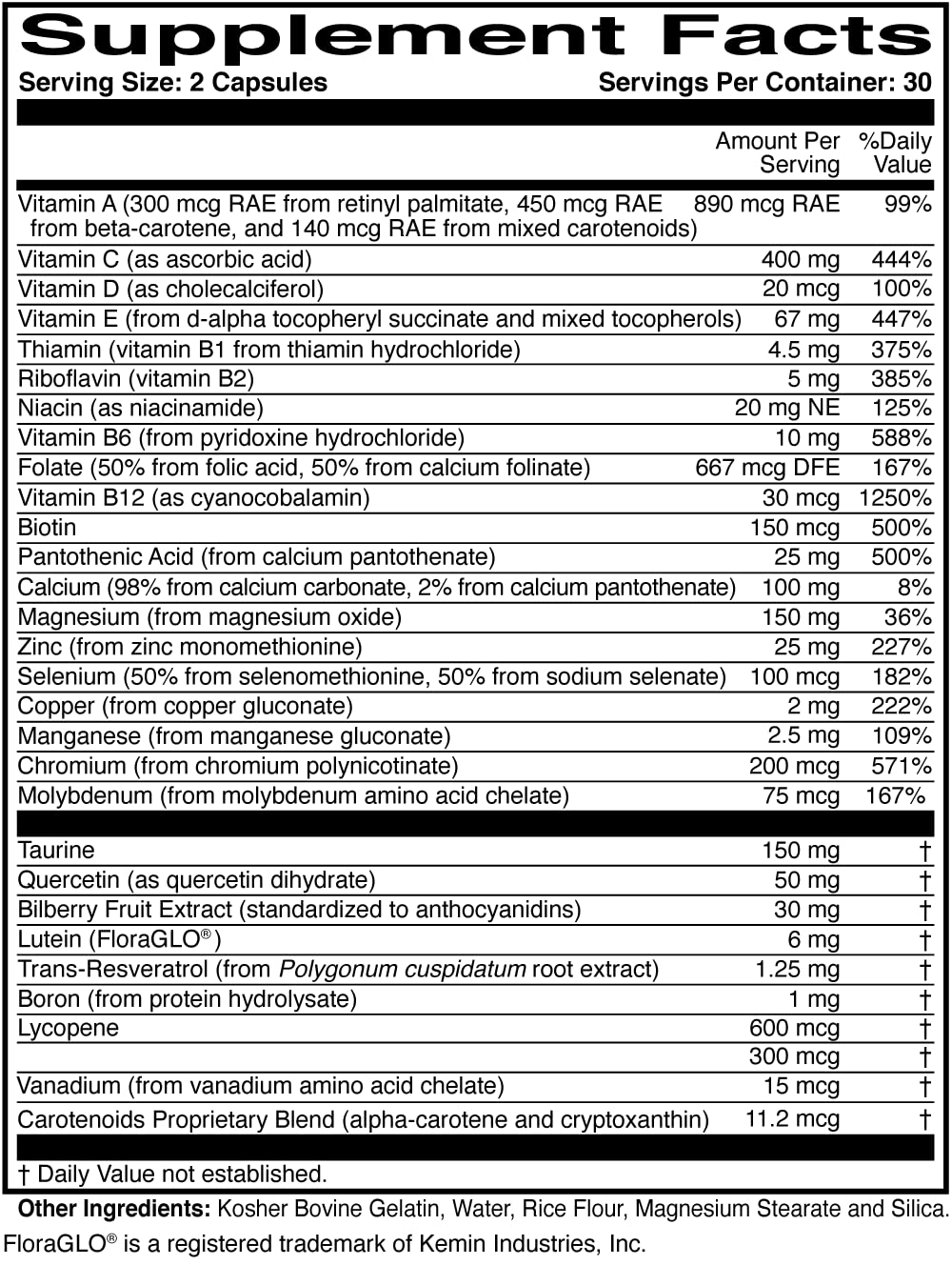OcularEssentials Daily Multivitamin for Eye Health โ 60 Capsules | Lutein, Zeaxanthin & Antioxidants