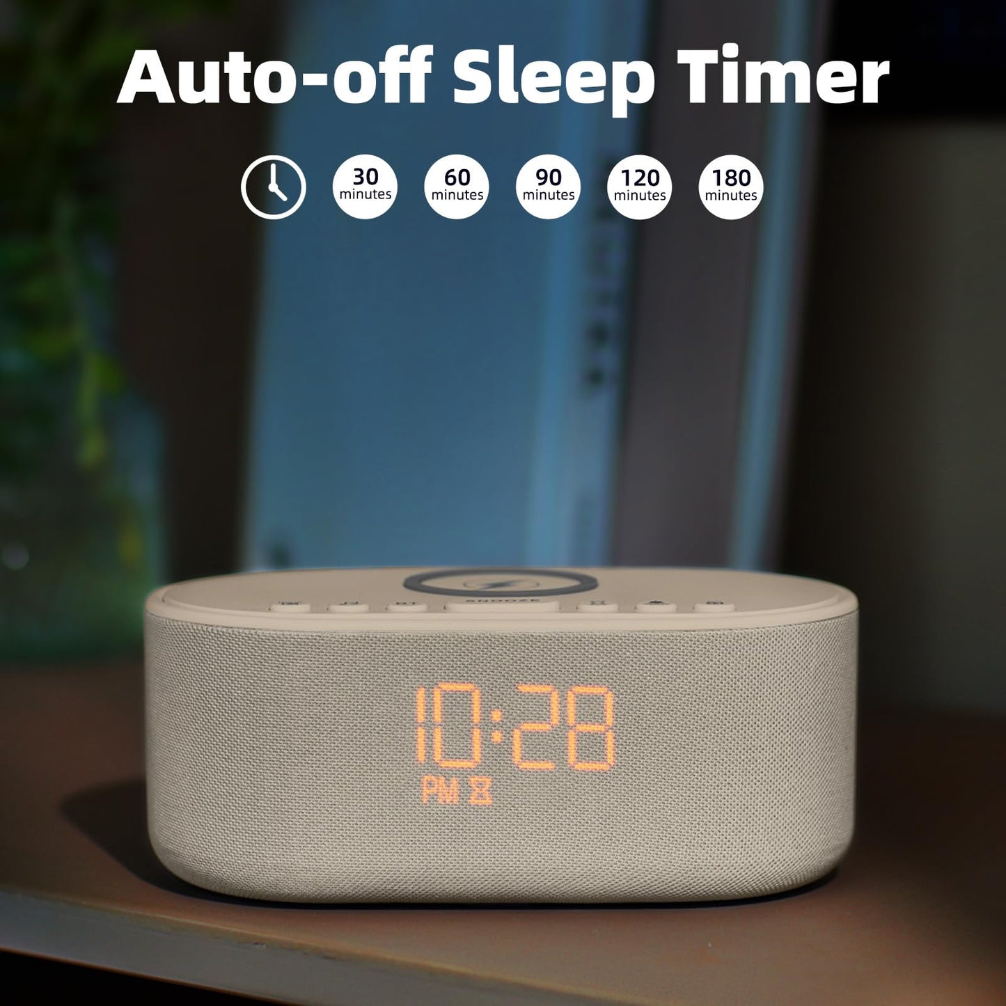 Odokee Sound Machine Alarm Clock β Bluetooth 10W Speaker & Wireless Charging | Putty