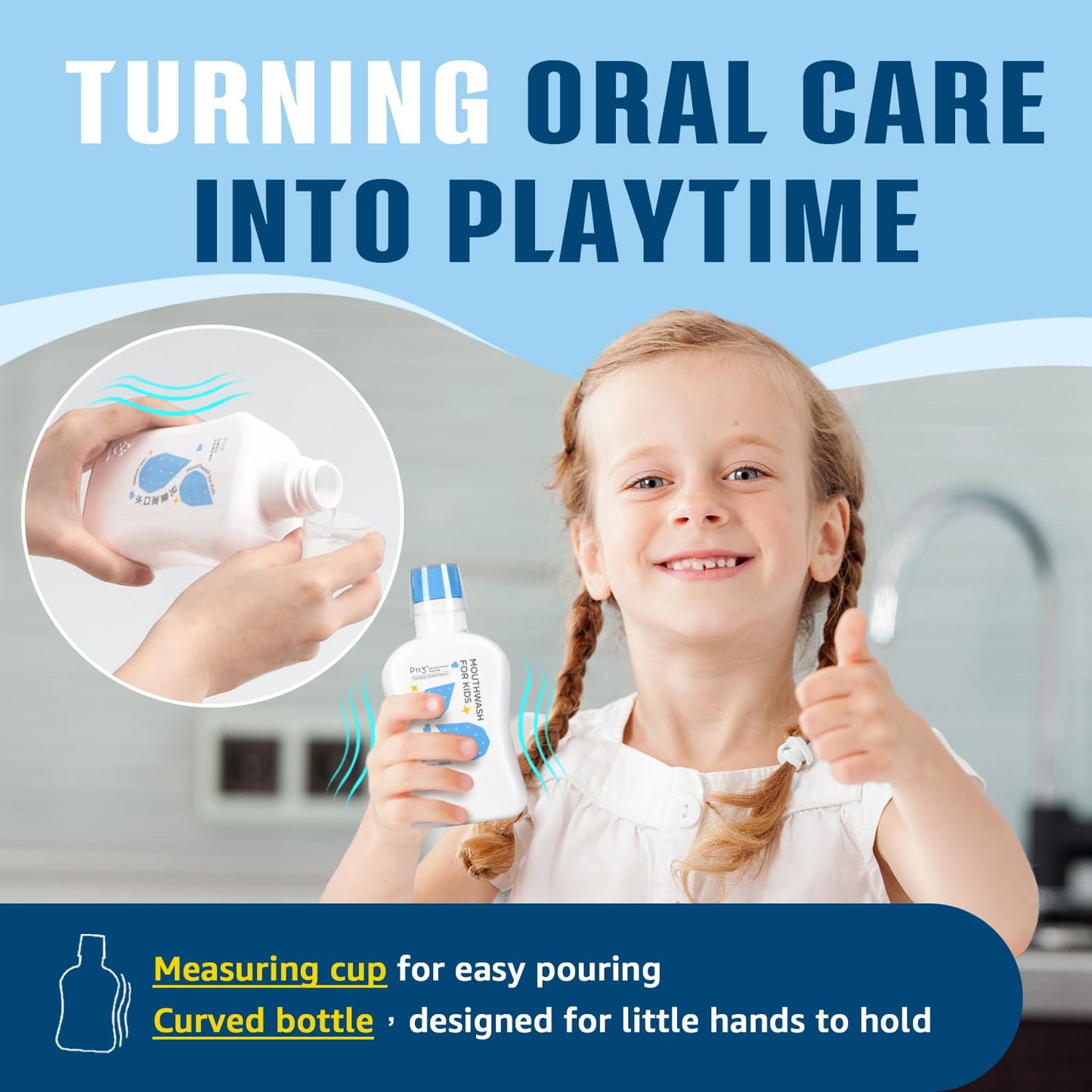 oh care Kids Mouthwash P113+ Peptide โ Alcohol Free Anti-Cavity Rinse for Newborn to Toddler, Strawberry, 11.08 fl oz