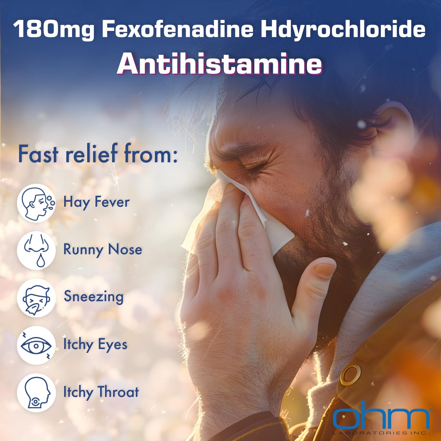 Ohm Non-Drowsy Fexofenadine 180mg Allergy Relief Tablets 30 Count โ Indoor & Outdoor