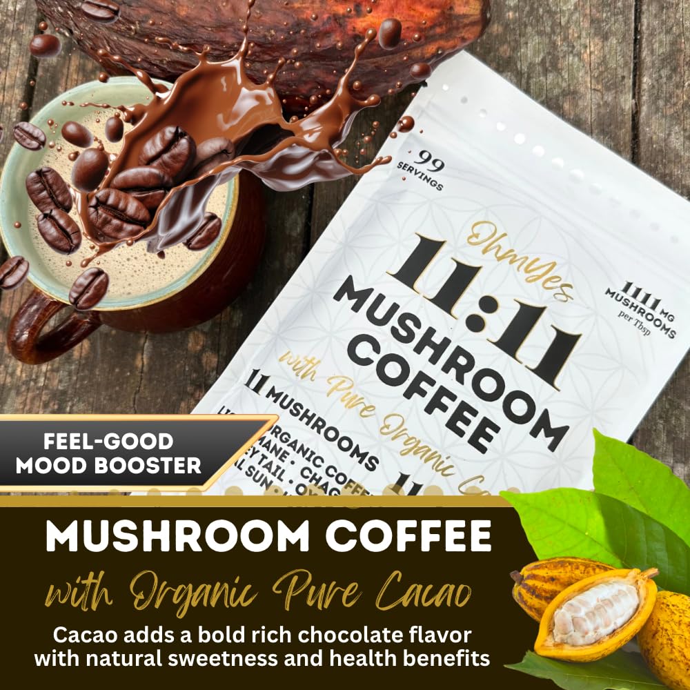 OhmYes 11 Mushroom Coffee + Cacao β Organic Nootropic Superfood Blend (7 oz)