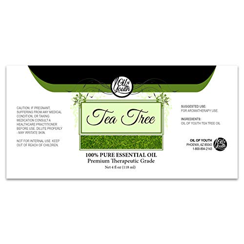 Oil of Youth Tea Tree Essential Oil β 4 oz Therapeutic Grade with Dropper