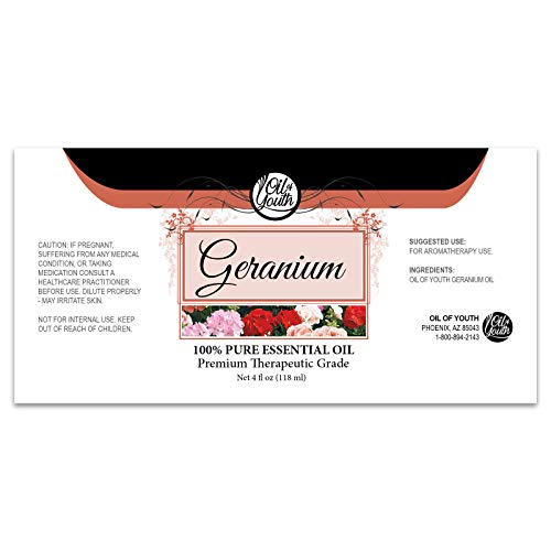 Oil of Youth Geranium Oil 4oz โ Pure Geranium Essential Oil for Aromatherapy