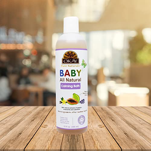 Okay Baby Calming Bath with Papaya Extract โ 12 oz / 355 ml | Gentle, Soothing Baby Wash