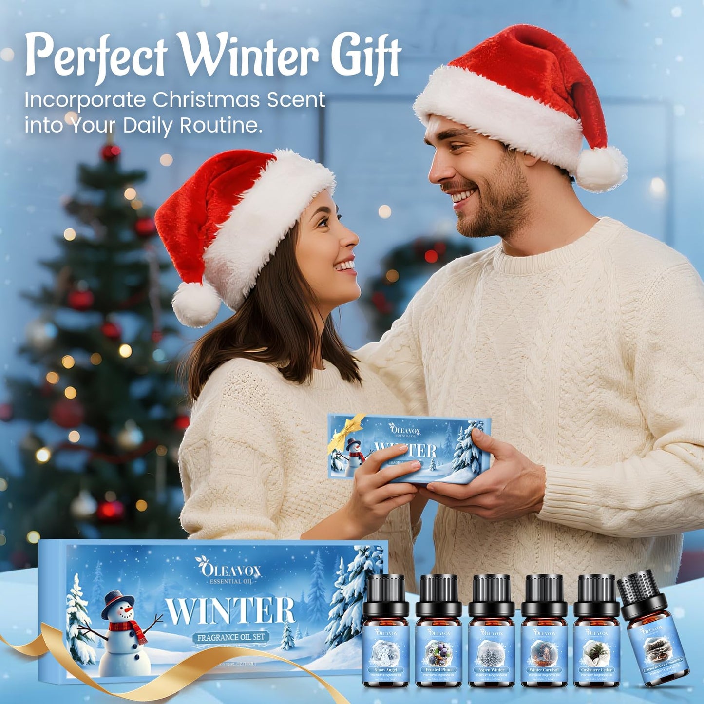 Winter Essential Oils Set โ 6 Premium Holiday Fragrance Oils for Diffuser, Candle & Soap