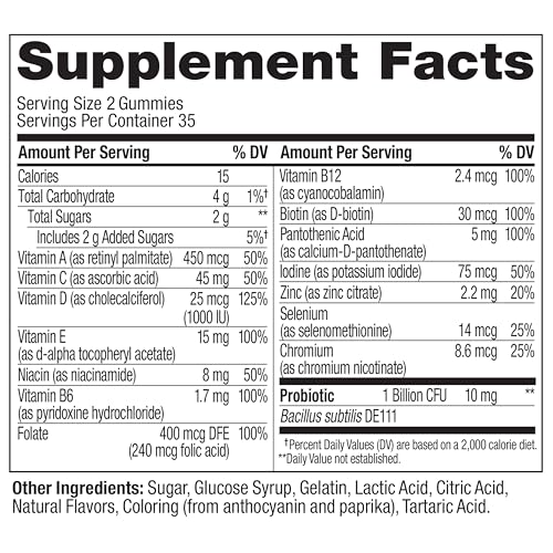 OLLY Multi + Probiotic Gummy โ 1B CFUs, Immune & Digestive Support, Tropical Twist, 70 Count