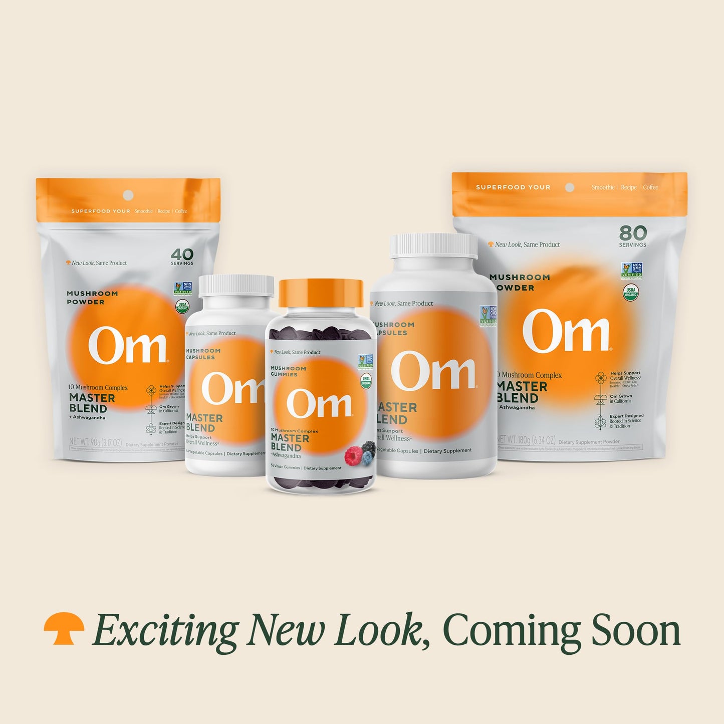 Om Master Blend Mushroom Capsules โ Organic 10-Mushroom Formula + Ashwagandha, 84 Count (28 Servings)