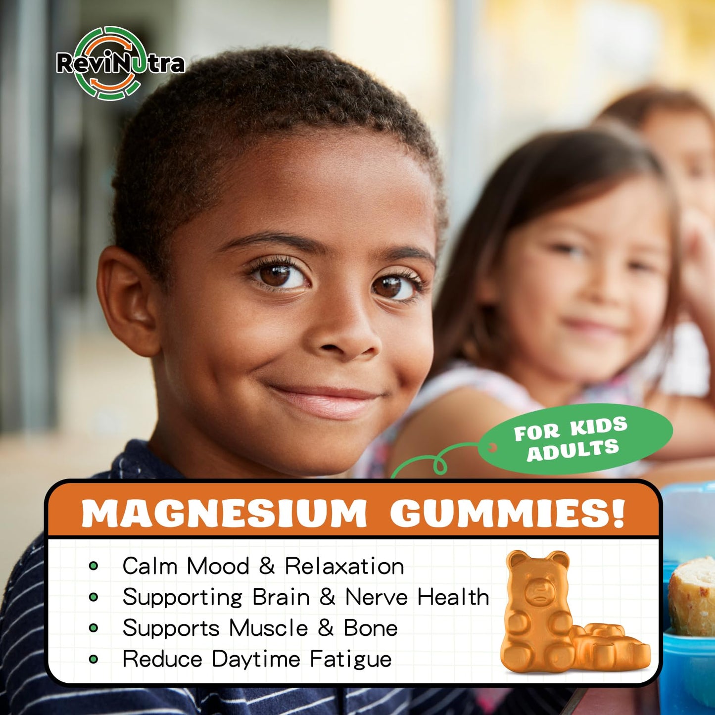 Magnesium Complex Gummies for Kids & Adults โ Vegan, Sugar-Free Orange Flavor, 60 Gummies