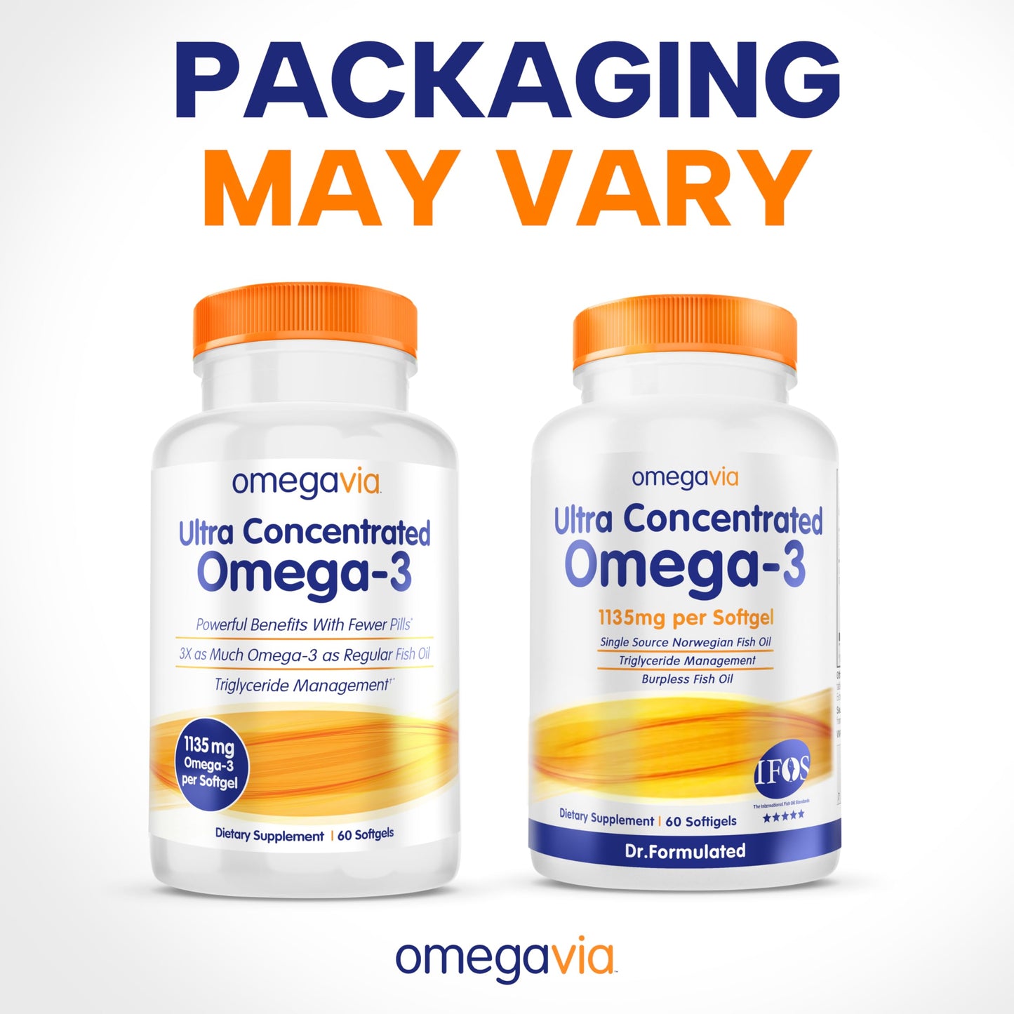 OmegaVia Ultra Concentrated Omega-3 Fish Oil Burpless โ 60 Softgels, Triple Strength