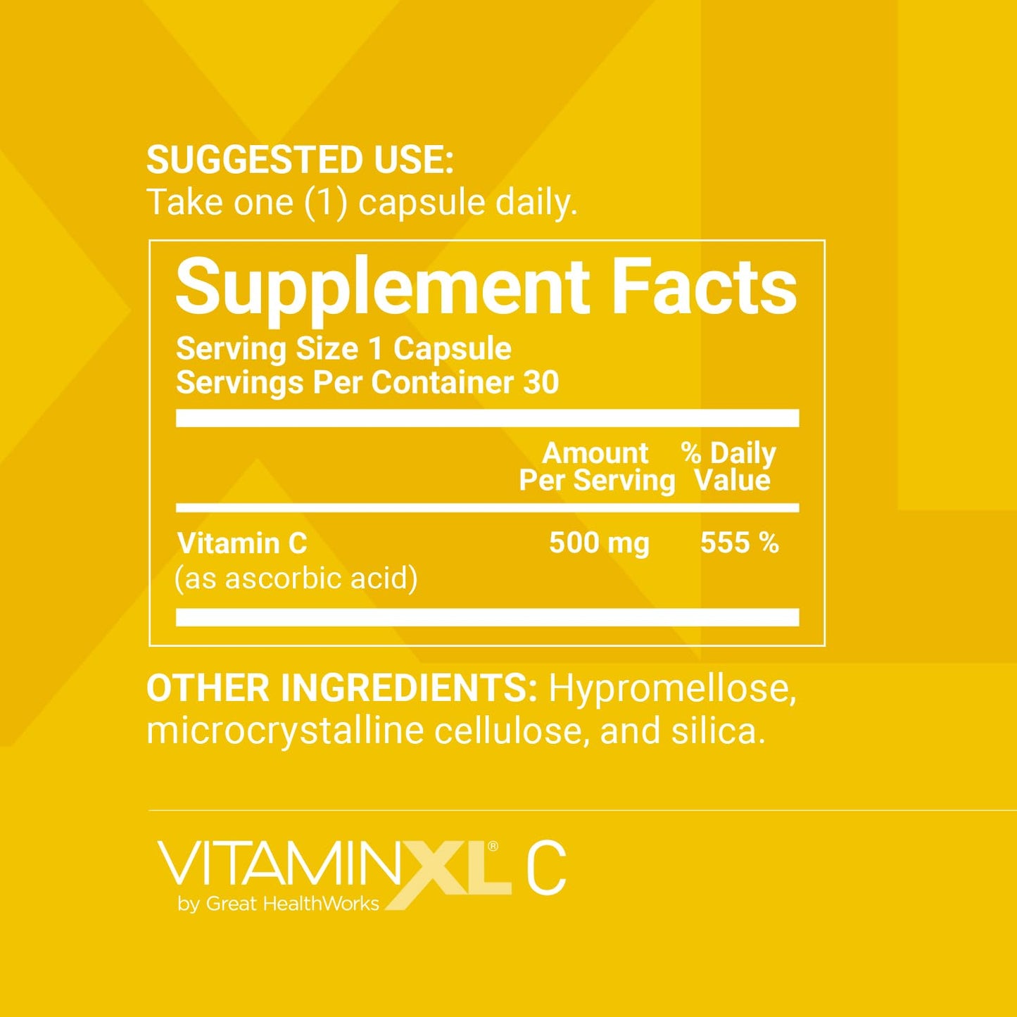 OmegaXL VitaminXL Vitamin C 500 mg โ Immune Support, Antioxidant & Collagen Production (30 Vegan Capsules)