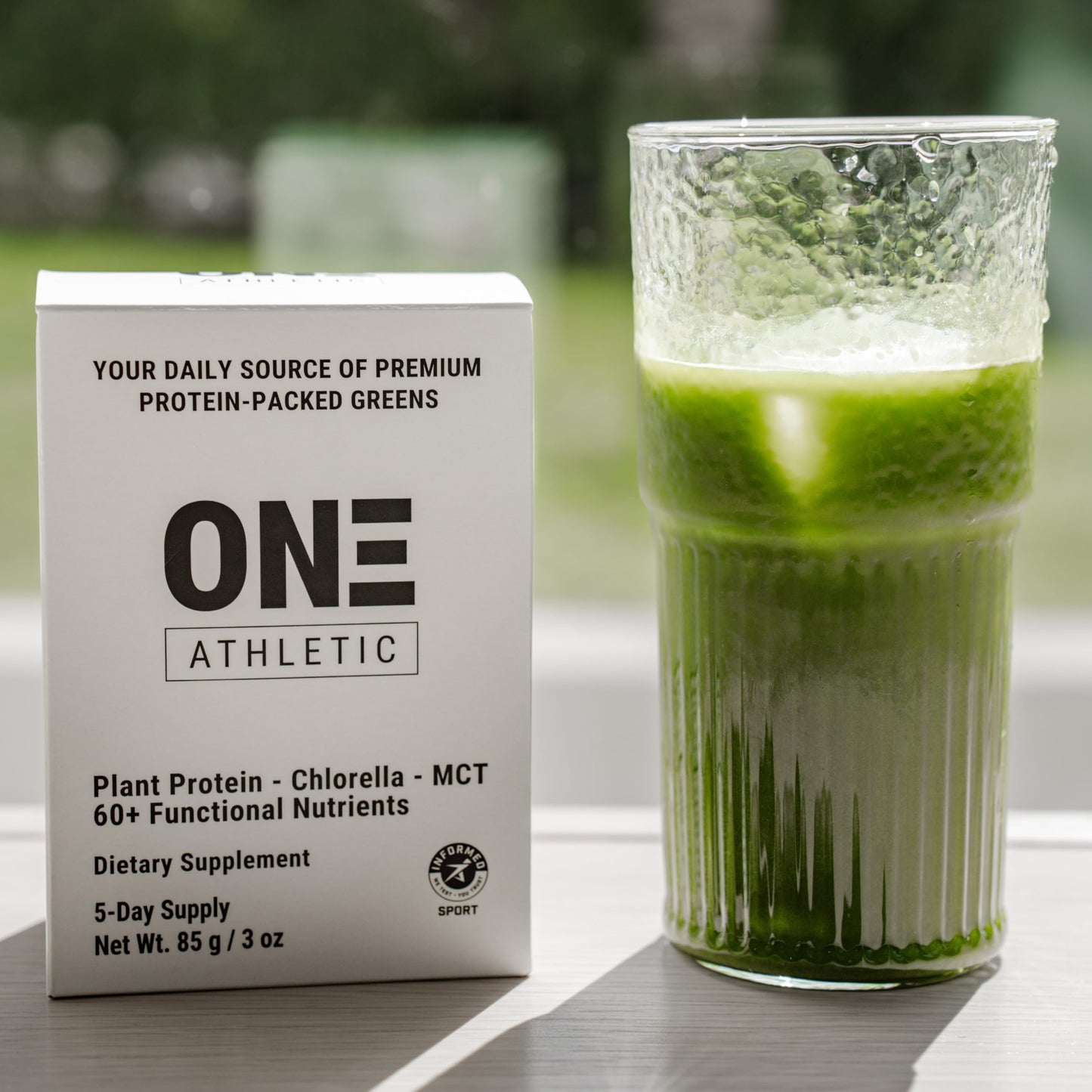 ON3 Athletic Protein Greens Supplement โ Chlorella, Eleuthero & MCT Powder (5 Servings, Herbal)