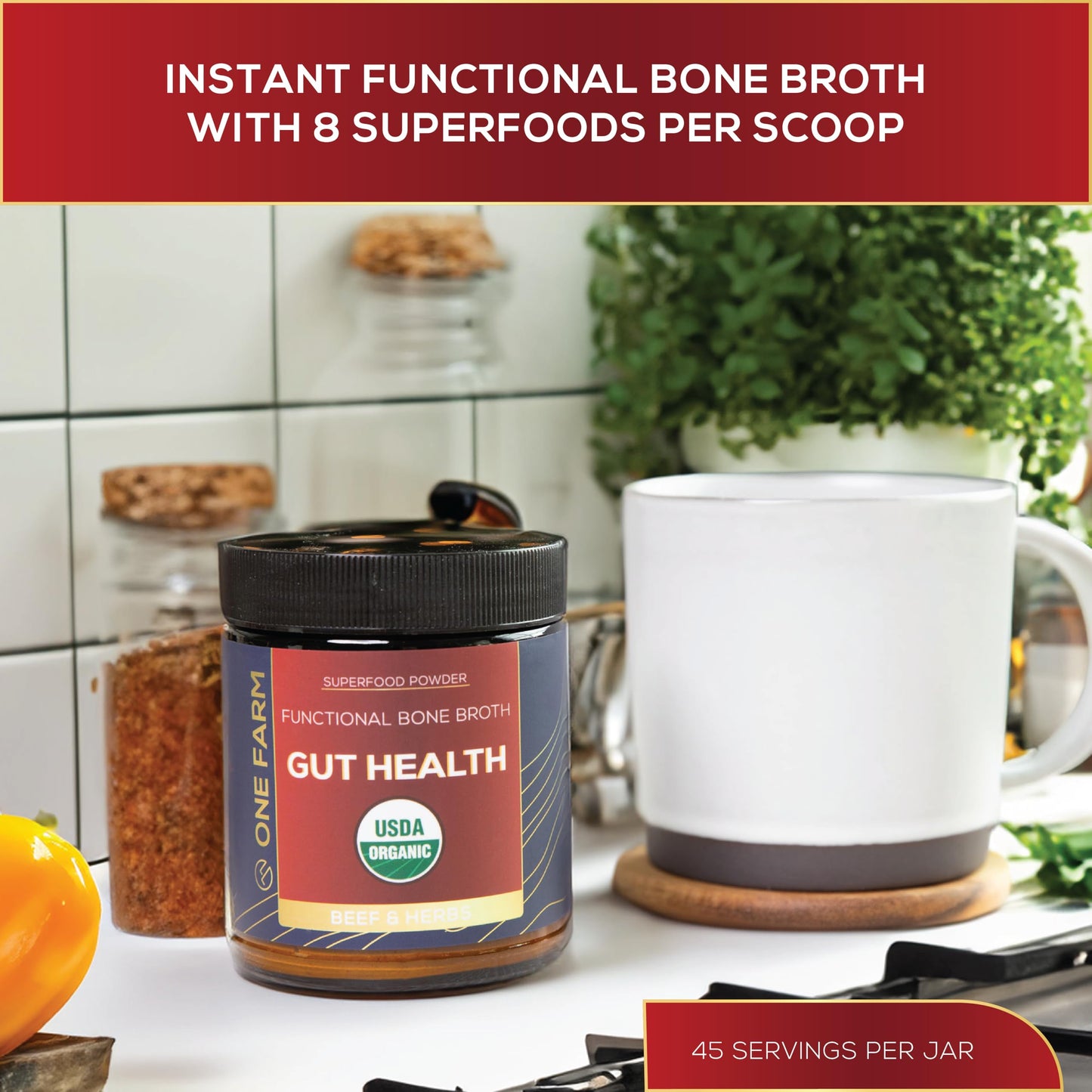 One Farm Gut Health Superfood Powder β Organic Prebiotic Blend