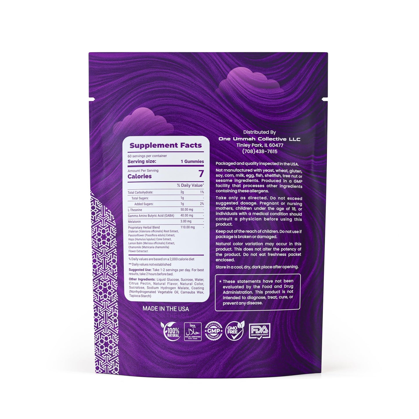 One Ummah Halal Sleep Gummies โ 3mg Melatonin, GABA & L-Theanine