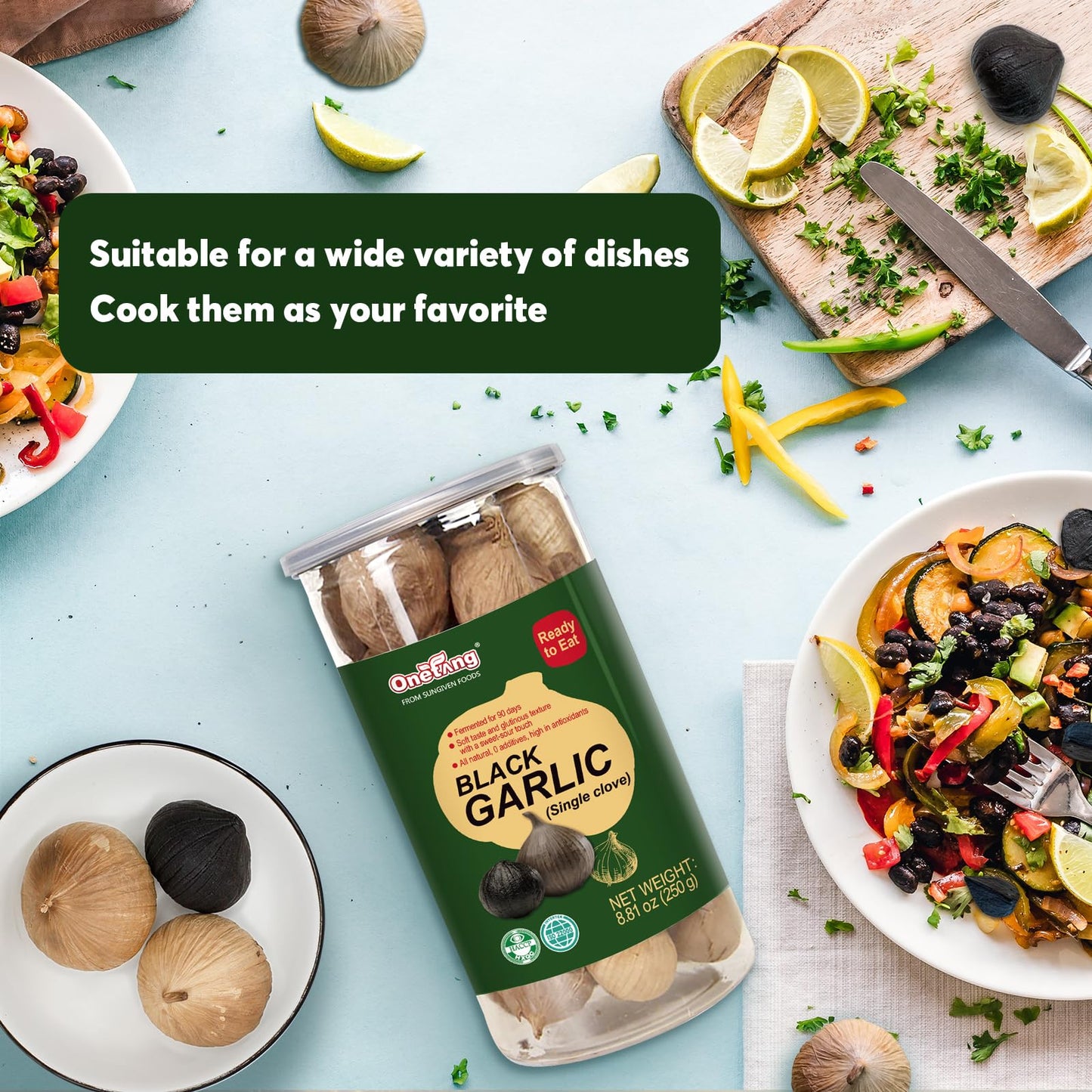 ONETANG Black Garlic 8.82 oz โ 90-Day Fermented, Non-GMO, Ready-to-Eat