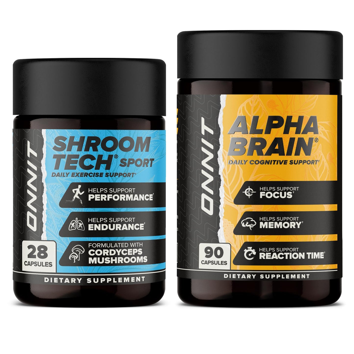 ONNIT Premium Alpha Brain Bundle โ 90 Count Alpha Brain + 28 Count Shroom Tech Sport