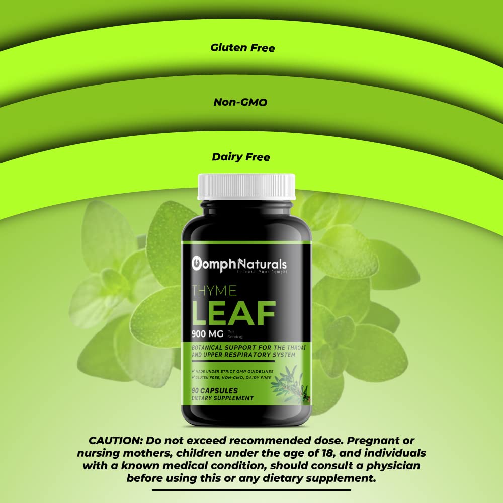 Oomph Naturals Thyme Leaf 900mg ā 90 Capsules | Thymus Vulgaris Extract ⢠Respiratory Support ⢠Non-GMO ⢠Gluten Free