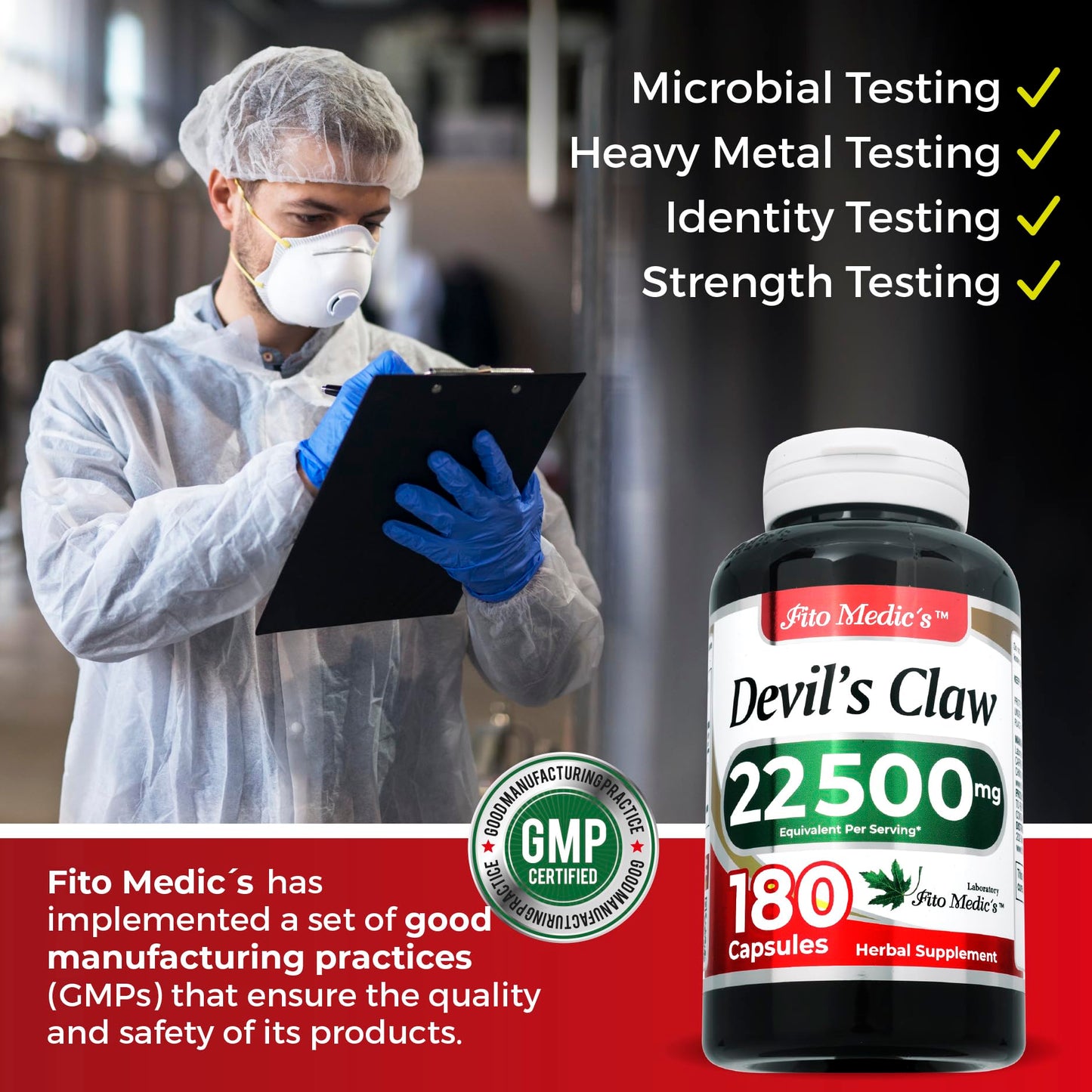 FITO MEDIC'S Lab Devils Claw 180 Capsules โ Harpagophytum Procumbens | Ultra High Absorption
