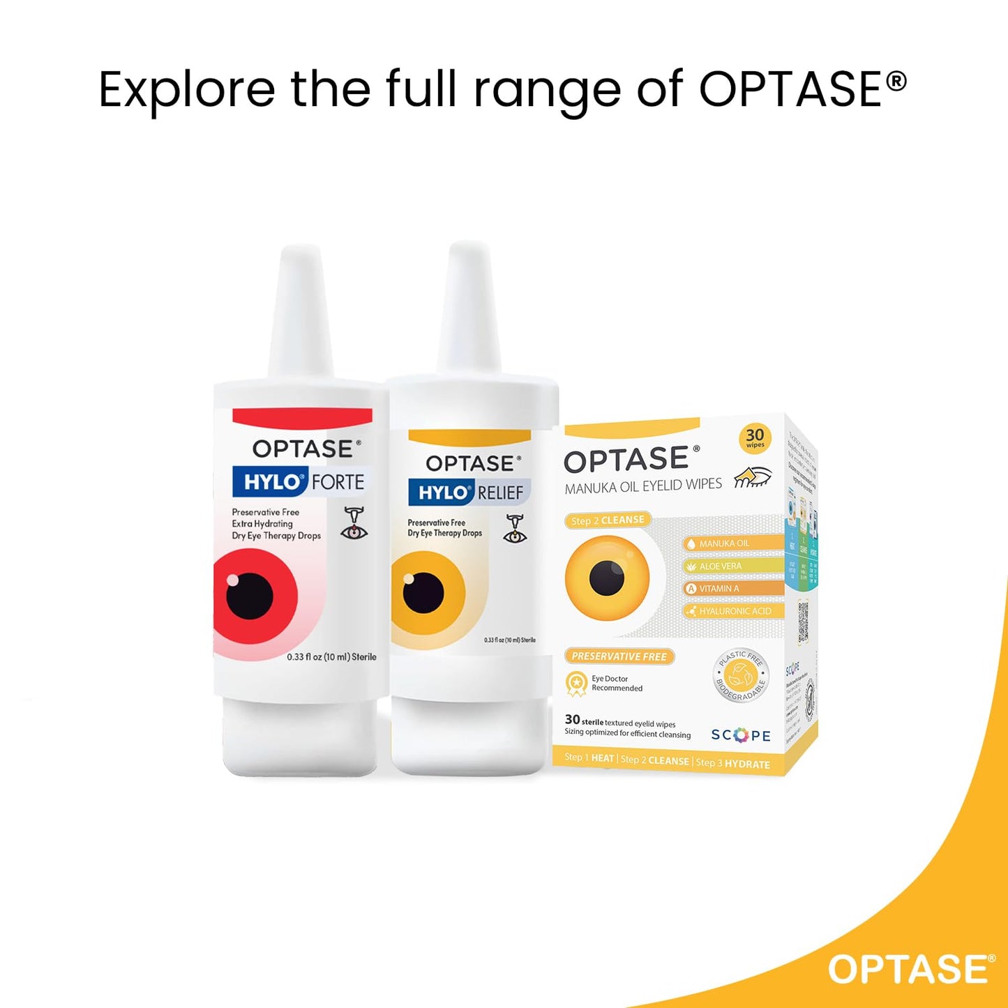 Optase HYLO Relief Dry Eye Drops โ Preservative-Free, 0.33 fl oz, 300 Doses, Contact Lens Compatible