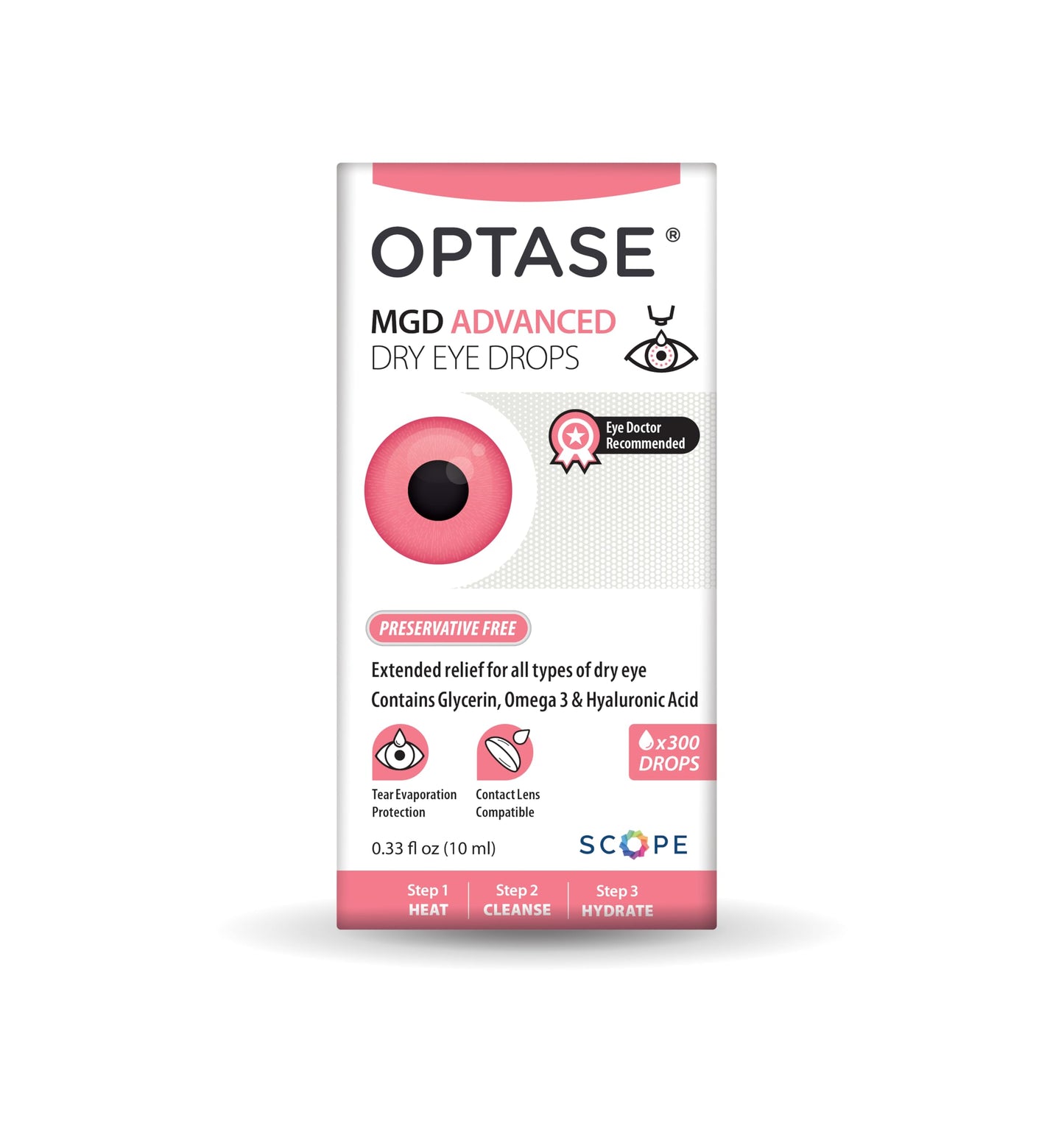 Optase MGD Advanced Dry Eye Drops โ 0.33 fl oz, 300 Doses | Gentle Eye Lubrication