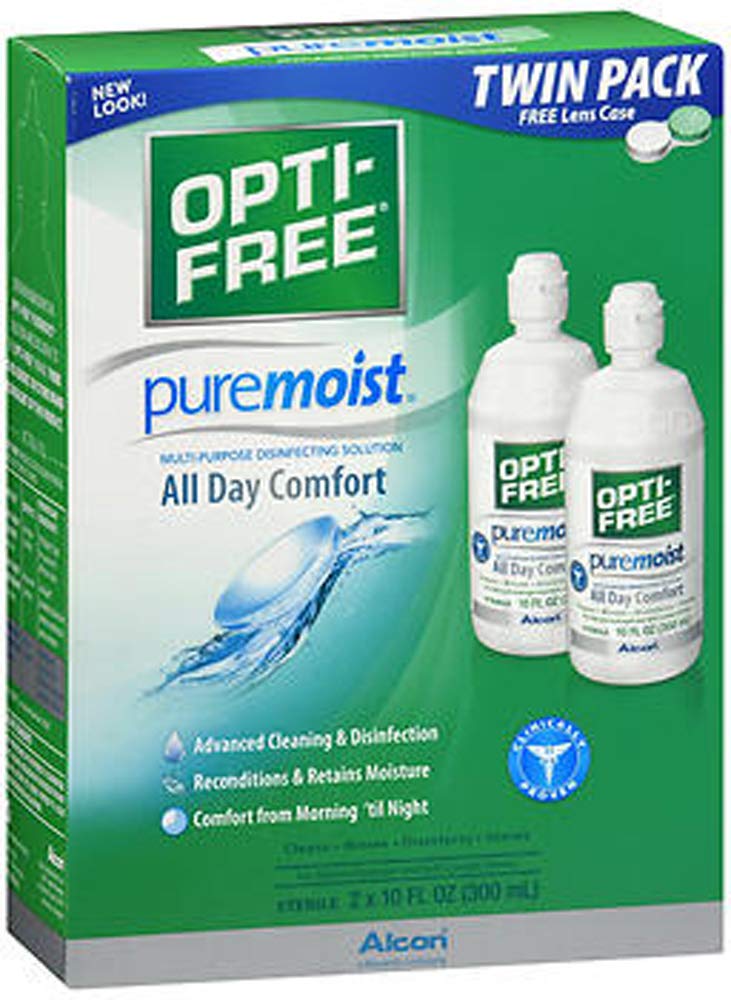 OPTI-FREE PureMoist 20 oz Multi-Purpose Contact Lens Solution โ Pack of 2