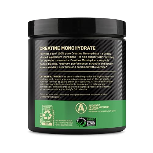 Optimum Nutrition Micronized Creatine Monohydrate Powder โ Unflavored, 60 Servings, 300 g | Packaging May Vary