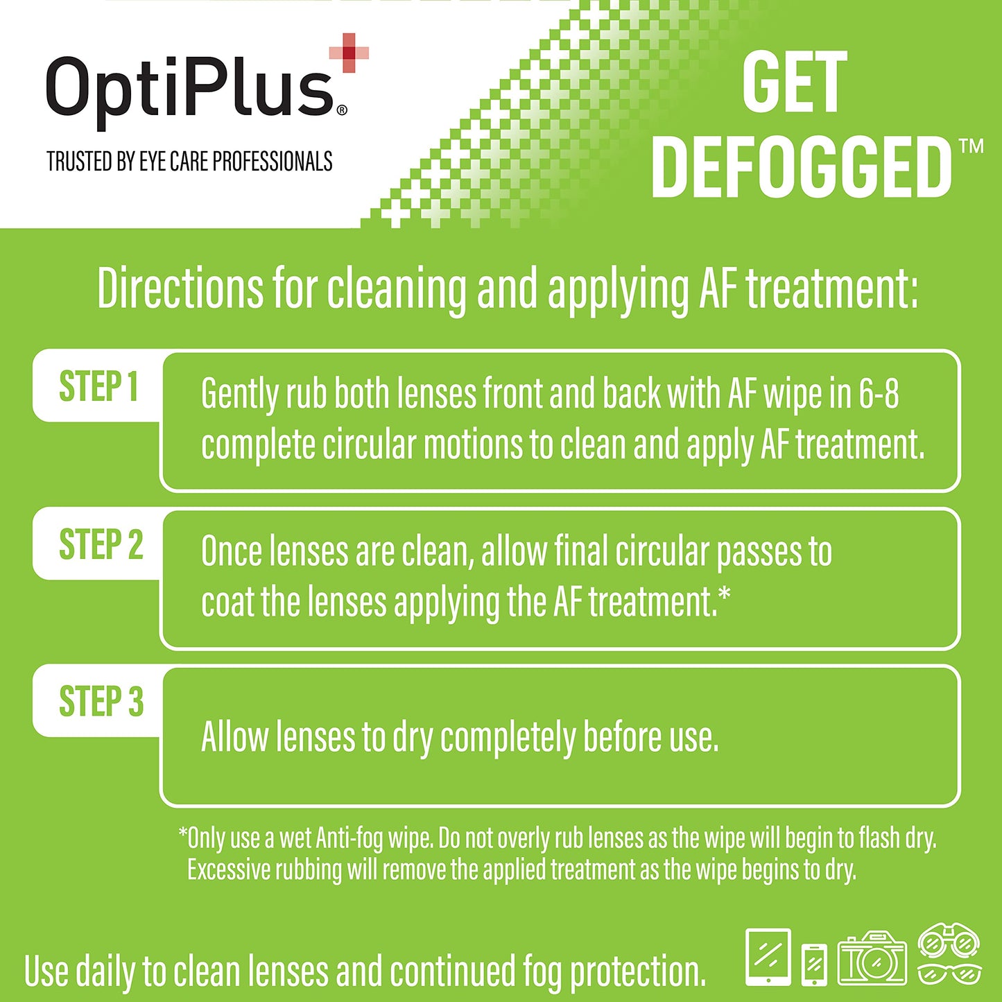 OptiPlus Anti-Fog Lens Wipes โ 2 Pack of 100 Wipes