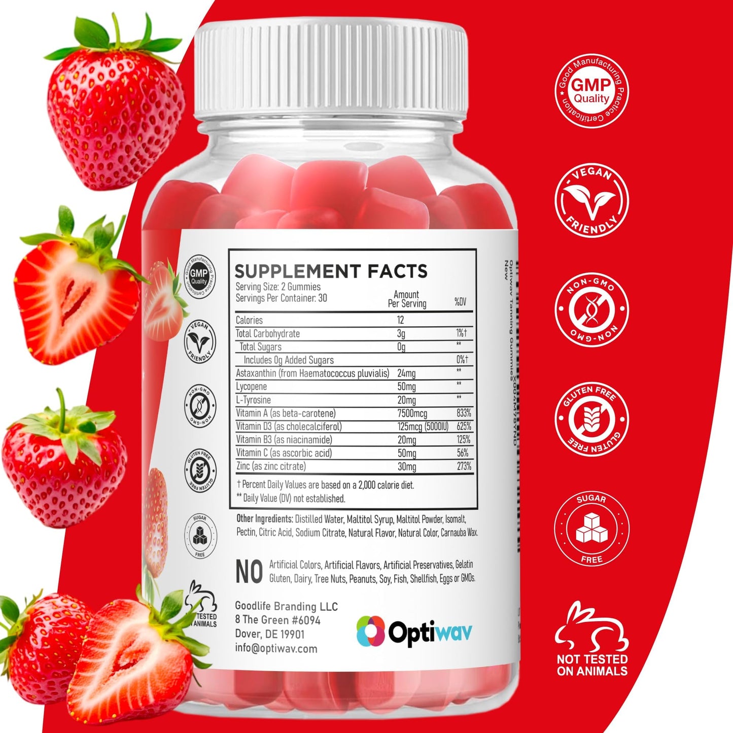 OptiWav Tanning Gummies for Women Sunless Glow โ Vegan, Sugar Free