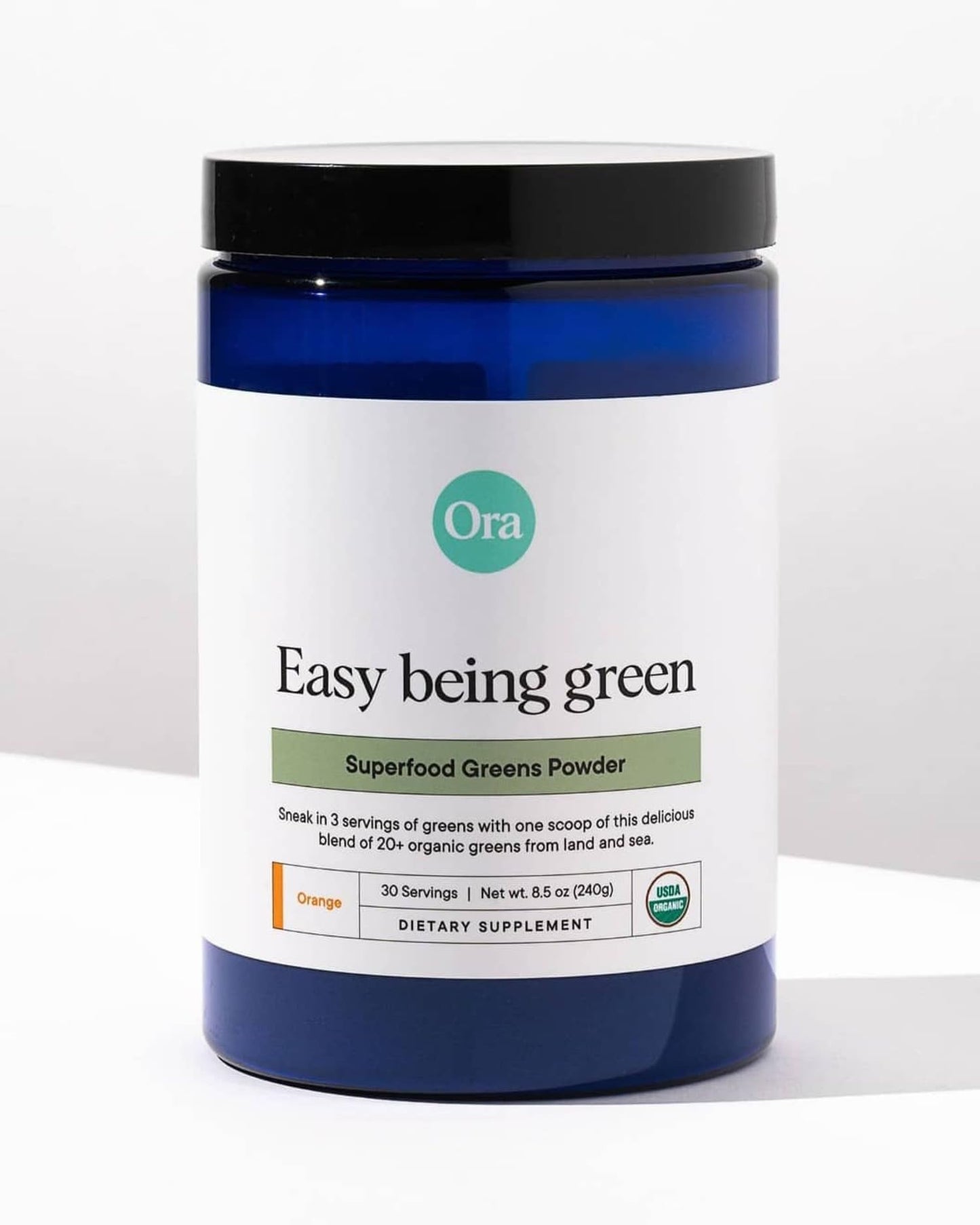 Ora Organic Greens Powder โ Citrus Flavor, 30 Servings | Vegan, Gluten-Free, 20+ Organic Greens + Adaptogens