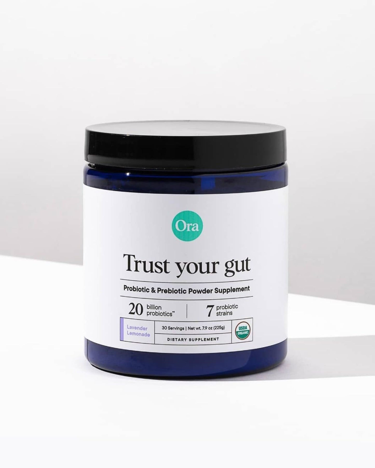 Ora Organic Prebiotic & Probiotic Powder β 20B CFU, 7 Strains, Lavender Lemonade, 30 Servings