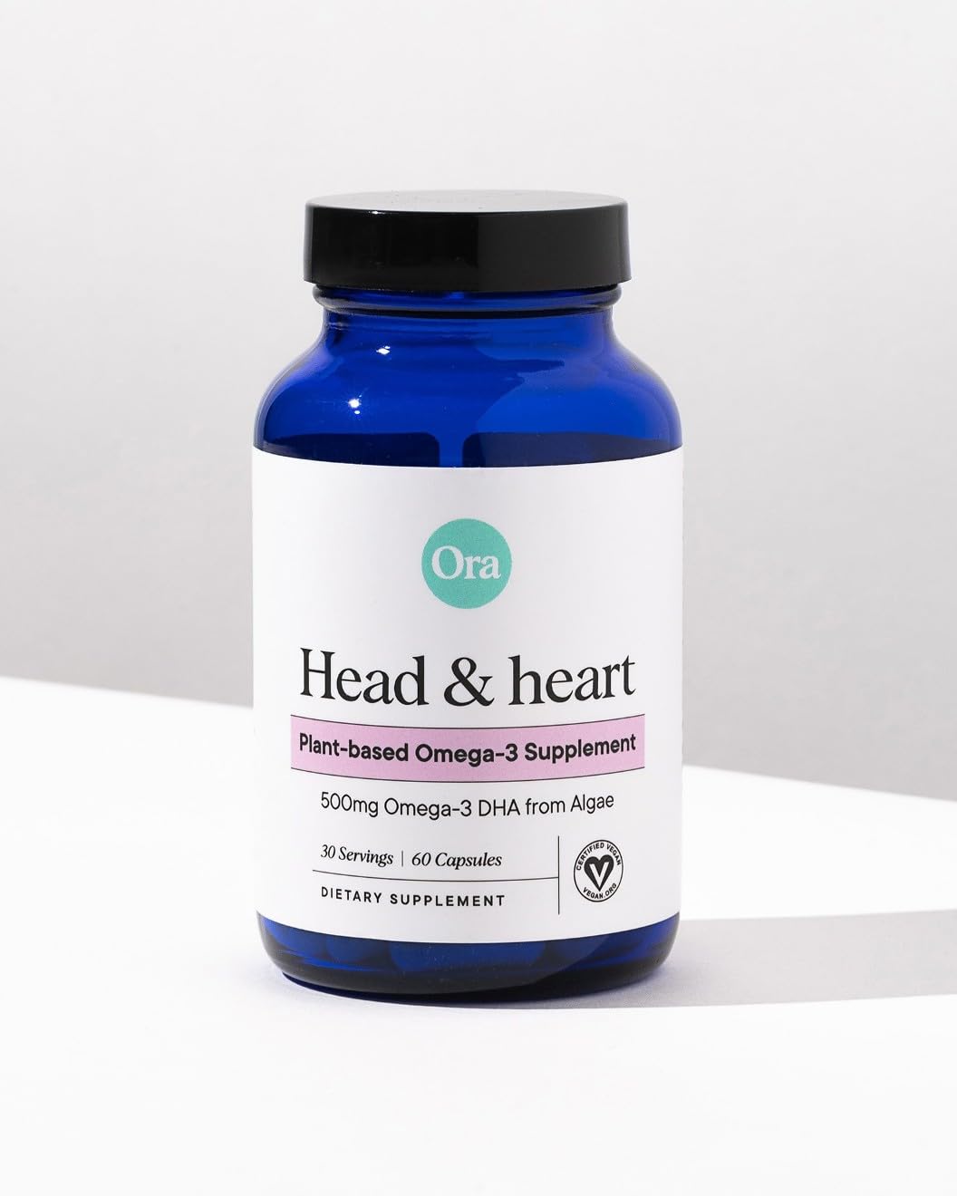 Ora Organic Vegan Omega-3 DHA 500mg โ Algae-Sourced | Brain, Eye & Heart Health | 60 Capsules