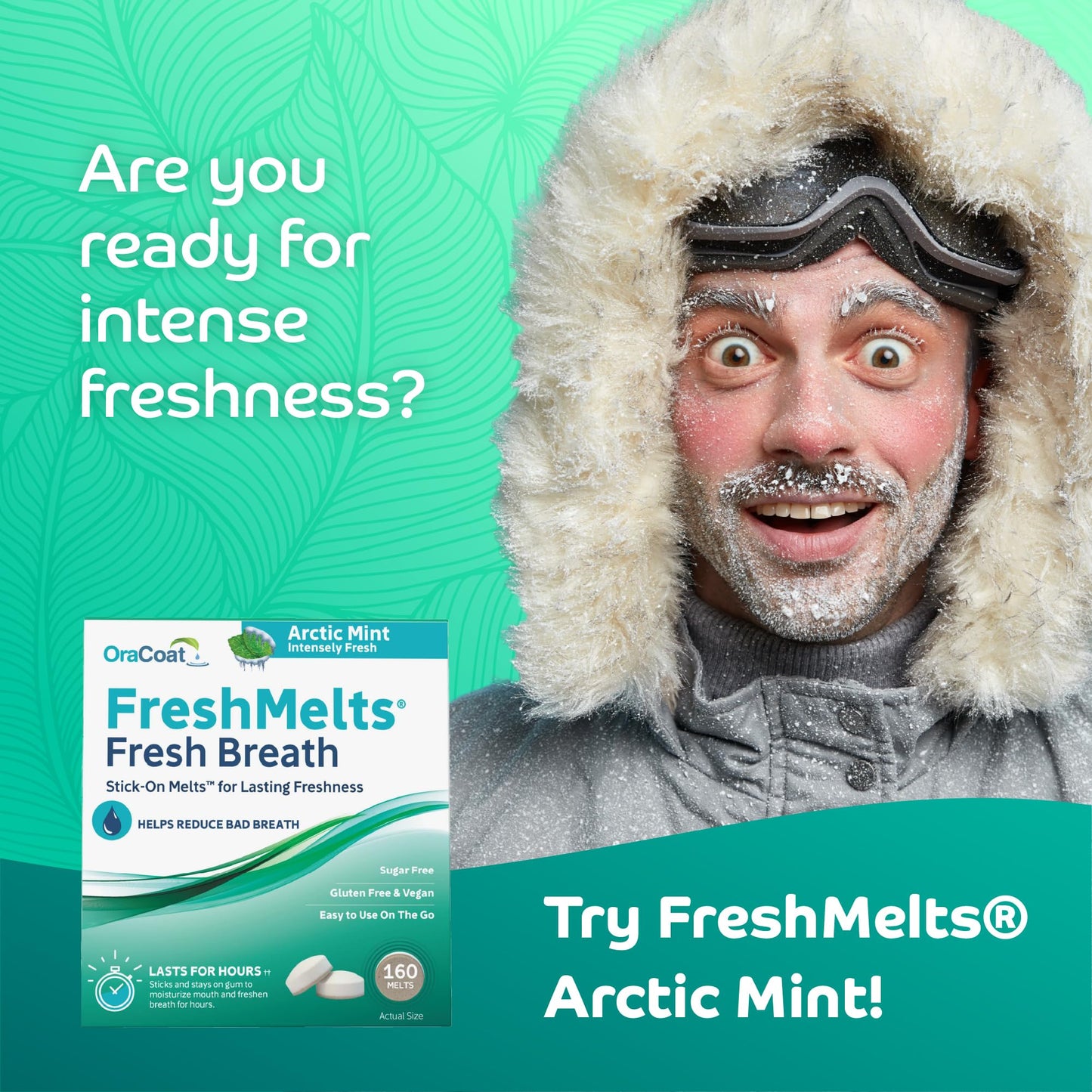 Oracoat FreshMelts Fresh Breath Stick-on Melts โ 60 Count, Sugar-Free, Non-Acidic, Arctic Mint