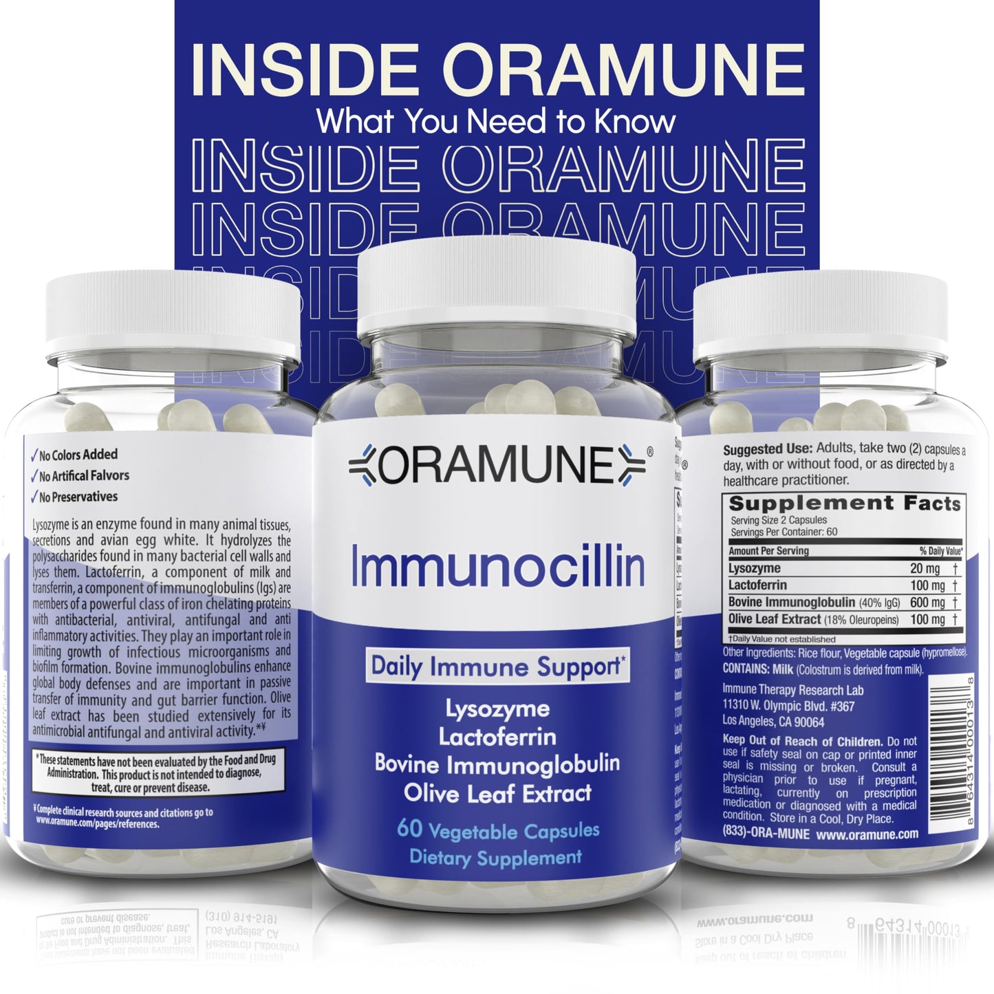 Oramune Support Supplement with Transfer Factor & Pure Colostrum โ 60 Capsules