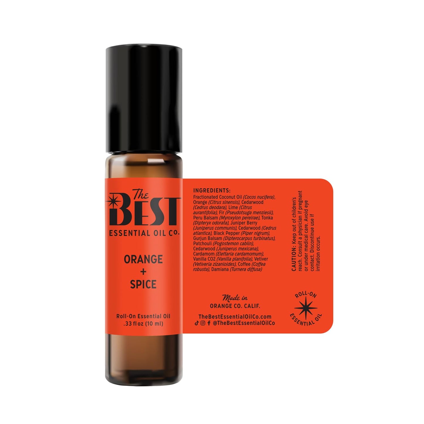 Orange + Spice Essential Oil Roll-On β Premium Grade, Pre-Diluted in Coconut Oil (10 ml)
