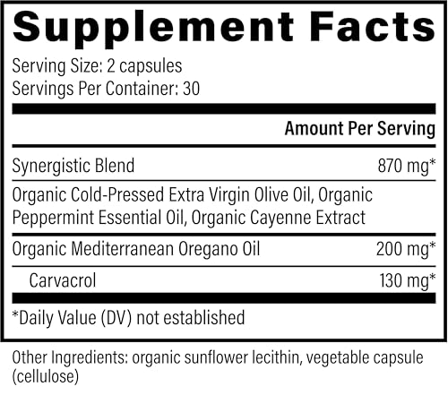 Global Healing Center Oregano Oil Capsules with Organic Ingredients & Cayenne Pepper | Immune Support, Respiratory Health, Digestive Wellness (60 Count)