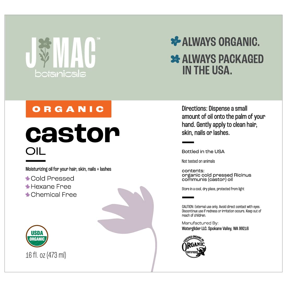 Organic Castor Oil โ Cold Pressed 16 oz, BPA Free & Hexane Free | USDA Organic