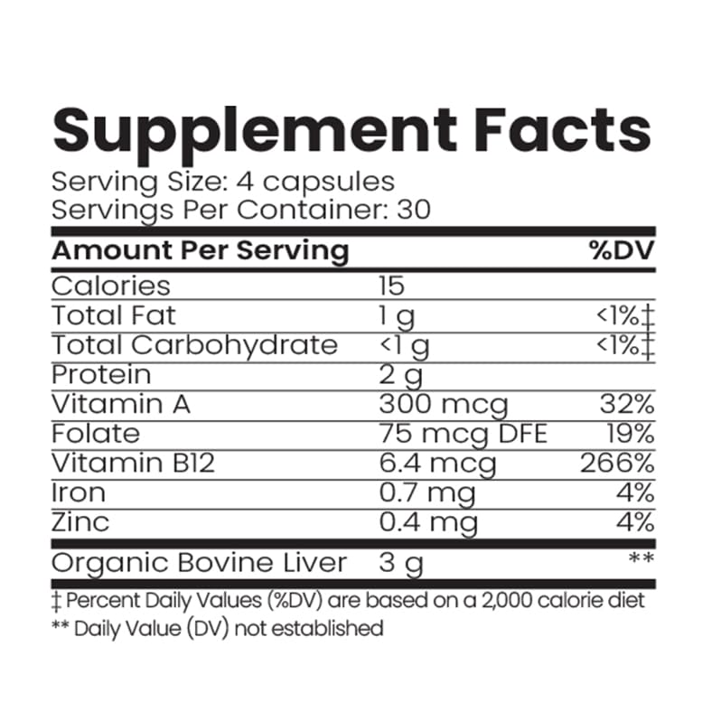 Organic Collagen Australia Pure Liver Capsules โ Grass-Fed & Pasture-Raised, B12 Energy & Immune Support (120 Capsules)