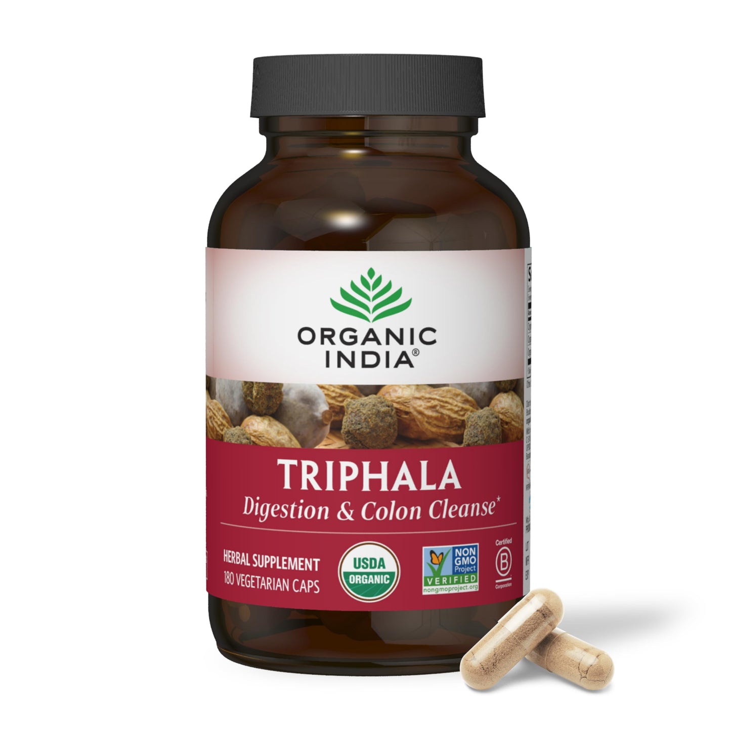 Organic India Triphala Capsules - Digestive & Immune Support, 180 Capsules