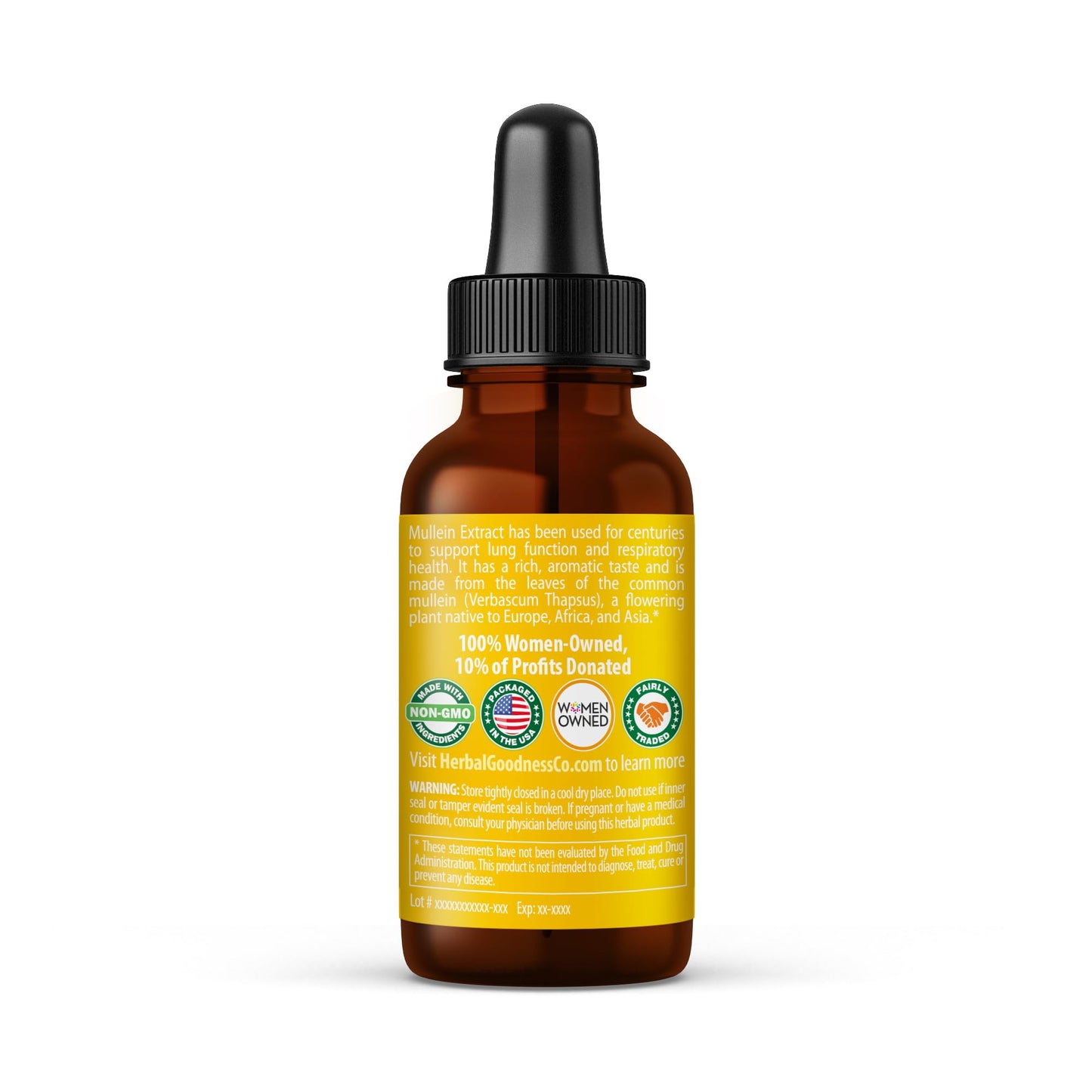 Herbal Goodness Mullein Leaf Extract โ 15X Strength Mullein Tincture 1oz for Lungs Detox, Respiratory Support & Digestive Health