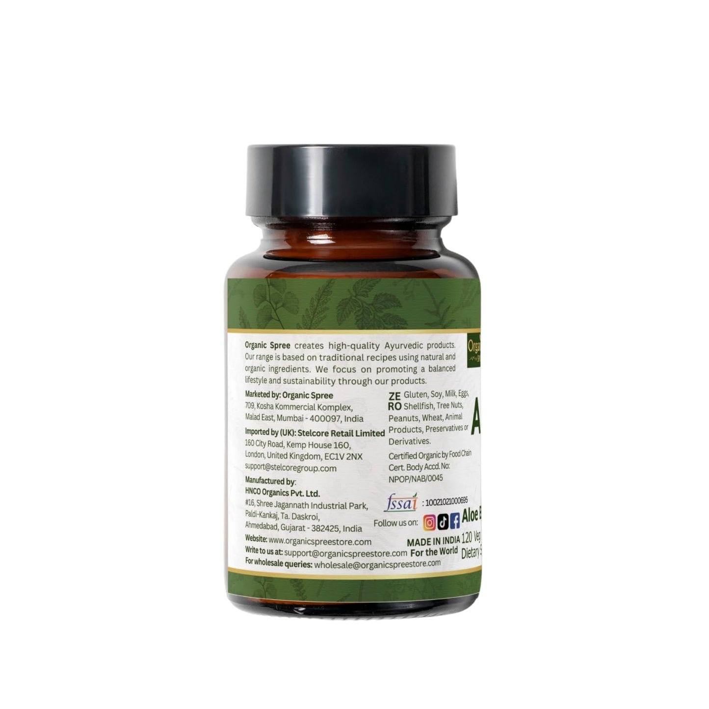 Organic Spree Aloe Vera Tablets โ USDA Organic | Digestion & Skin Health | 120 Tablets