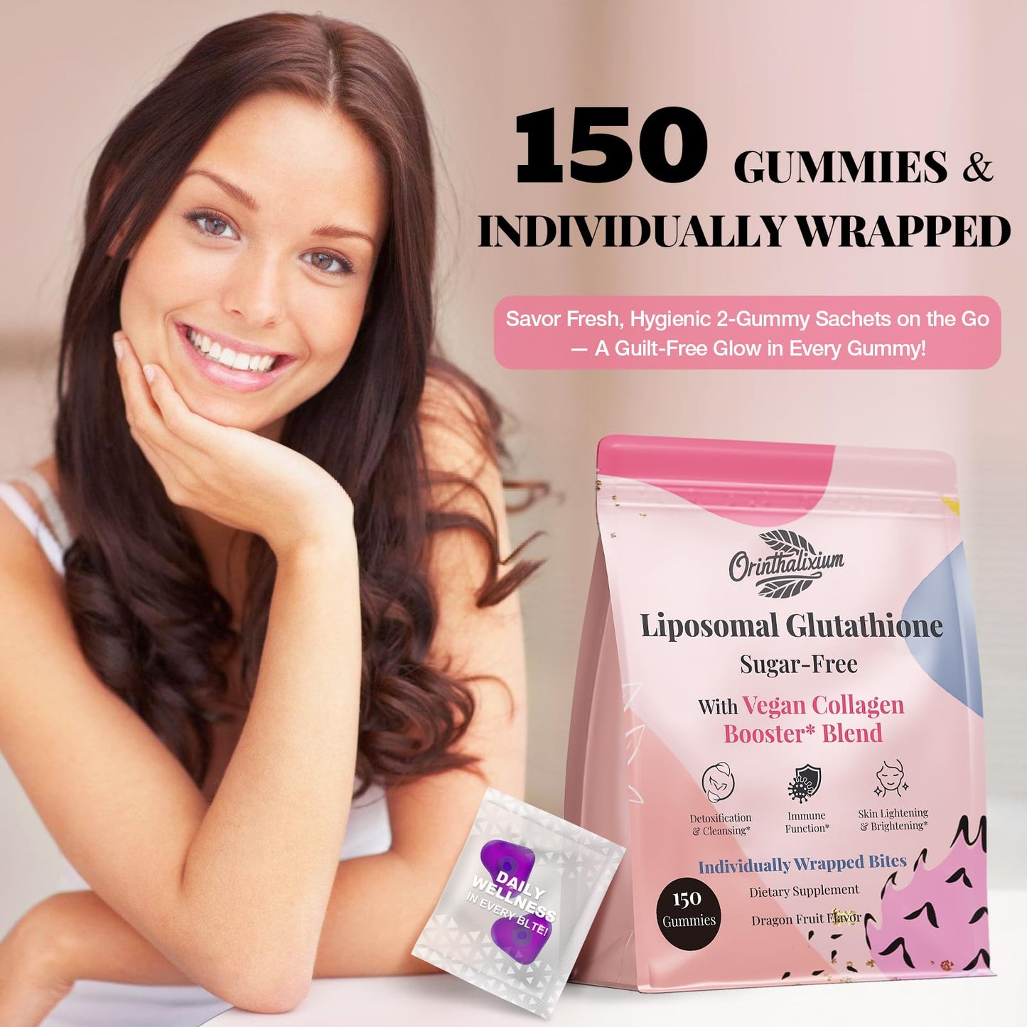 Orinthalixium Liposomal Glutathione Gummies 1000MG β Sugar Free, Vitamin C & Vegan Collagen | 150 Count